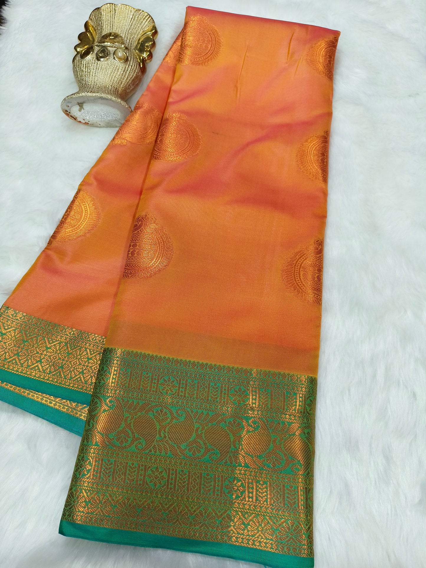 Orange Semi silk saree