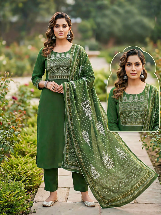 Green Designer straight cut suit