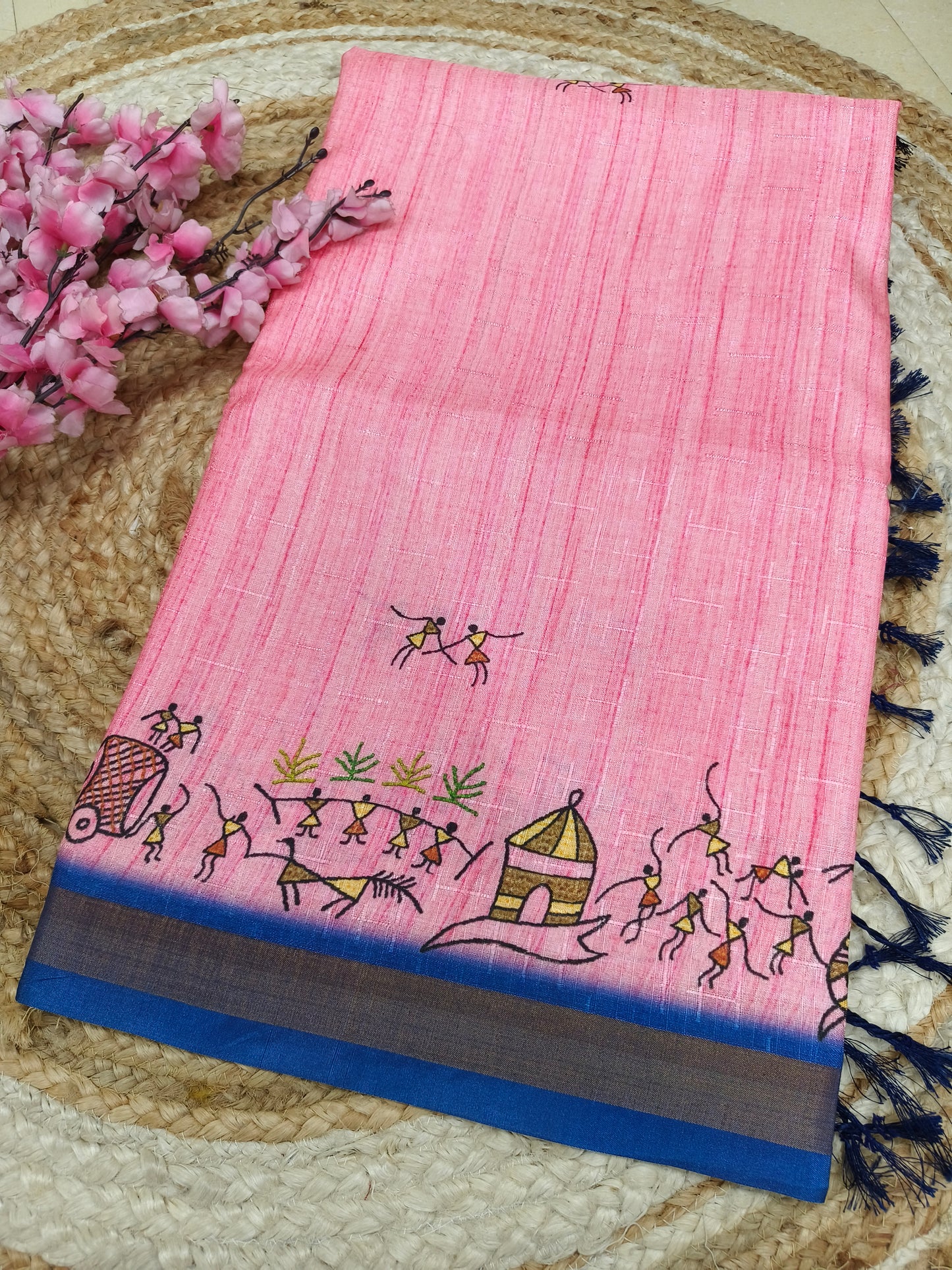 Peach warli saree