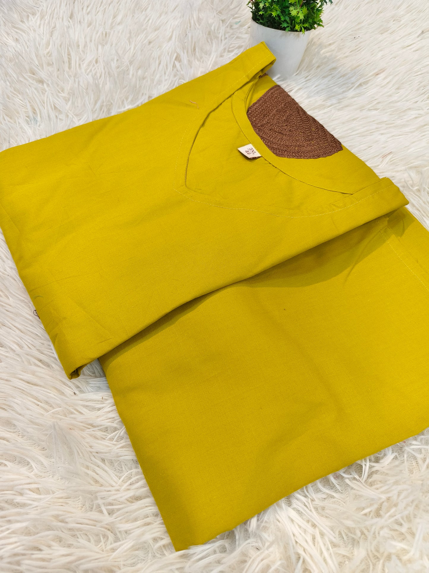 Yellowish green premium cotton cord set