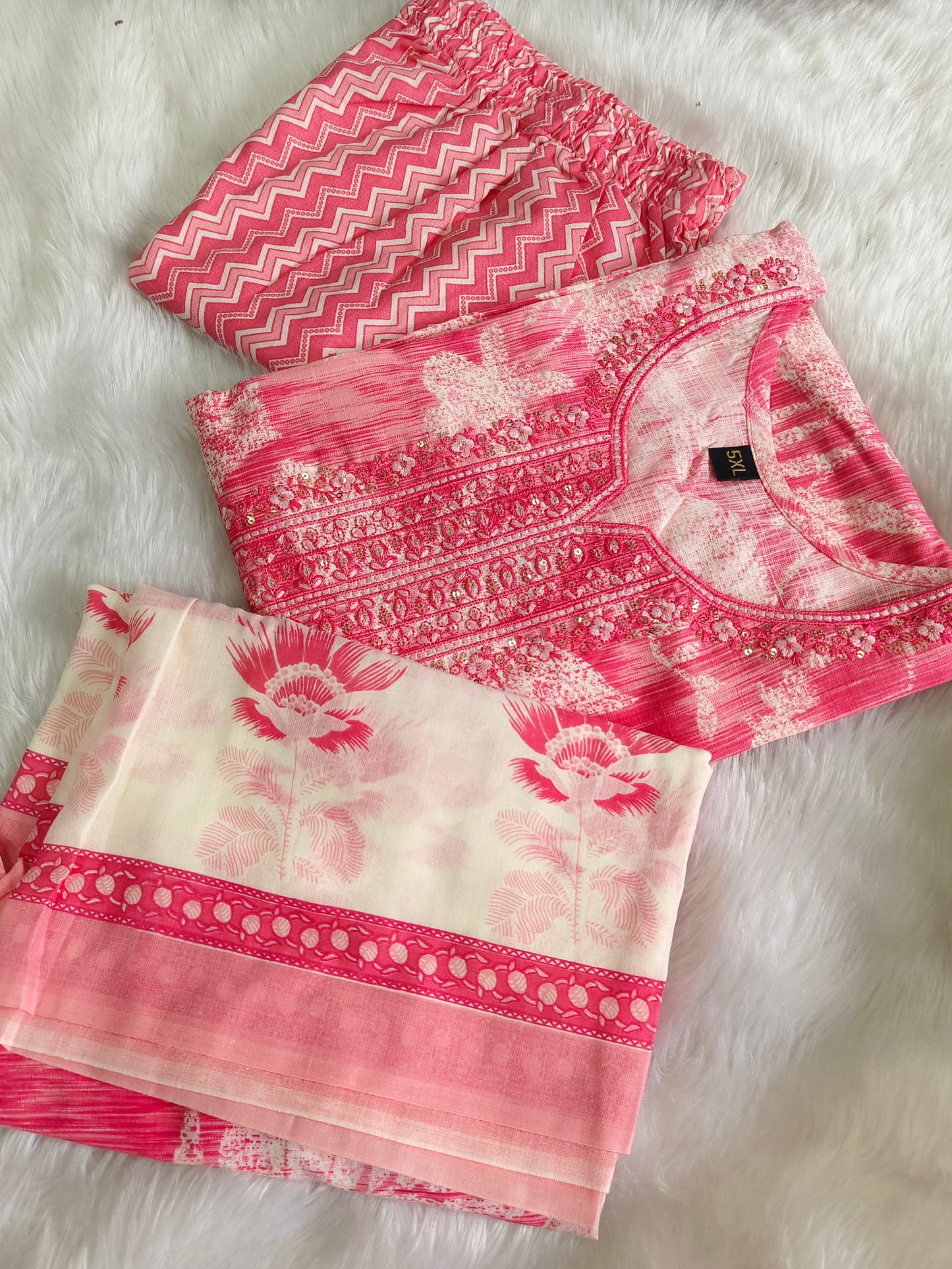 Pink cotton sets with duppata