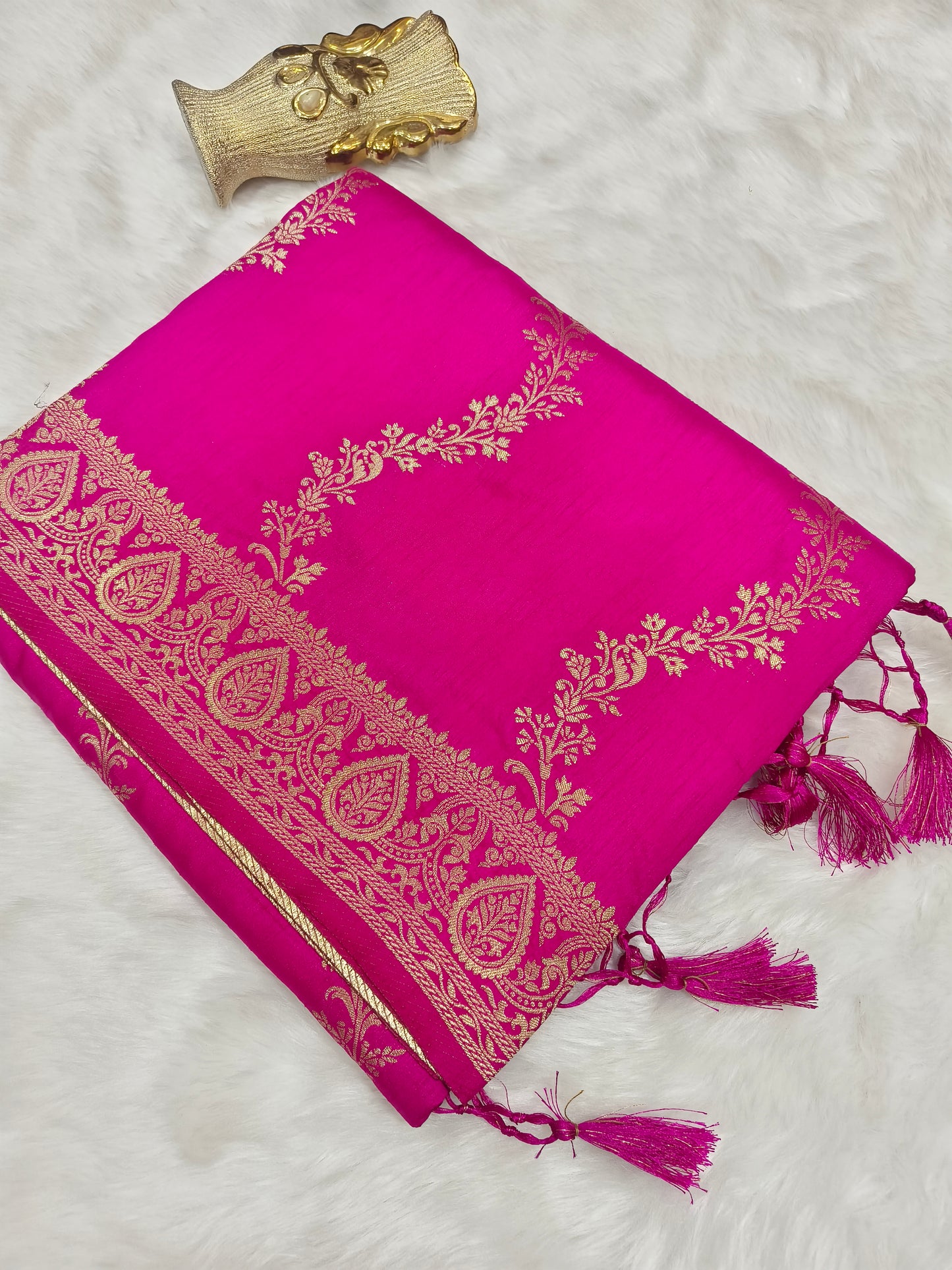 Rani Pink mulberry silk saree