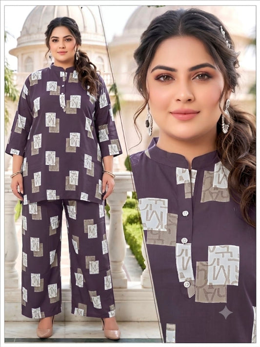 Wine Premium Printed Co-Ord Set