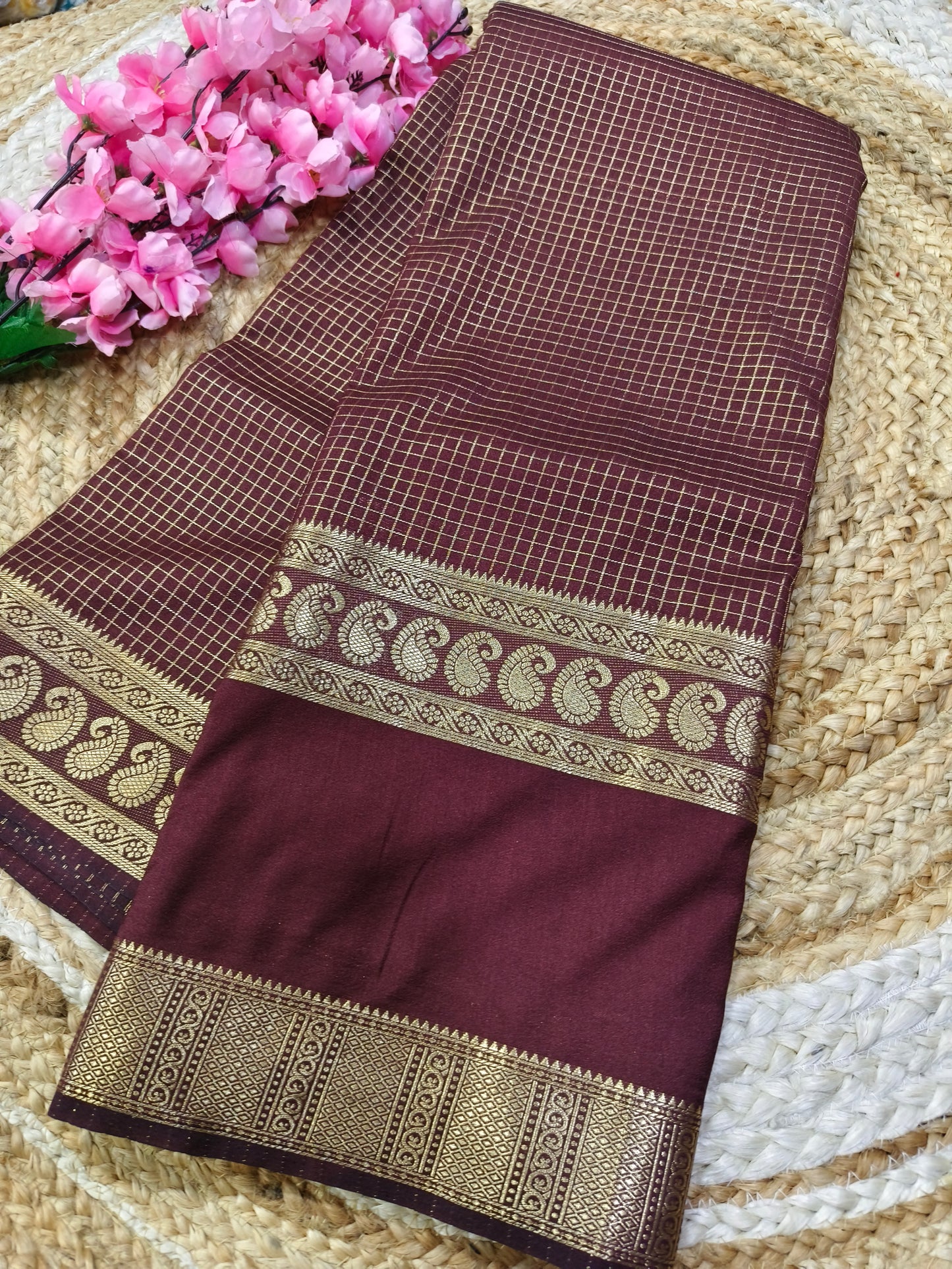 Brown semi silk saree