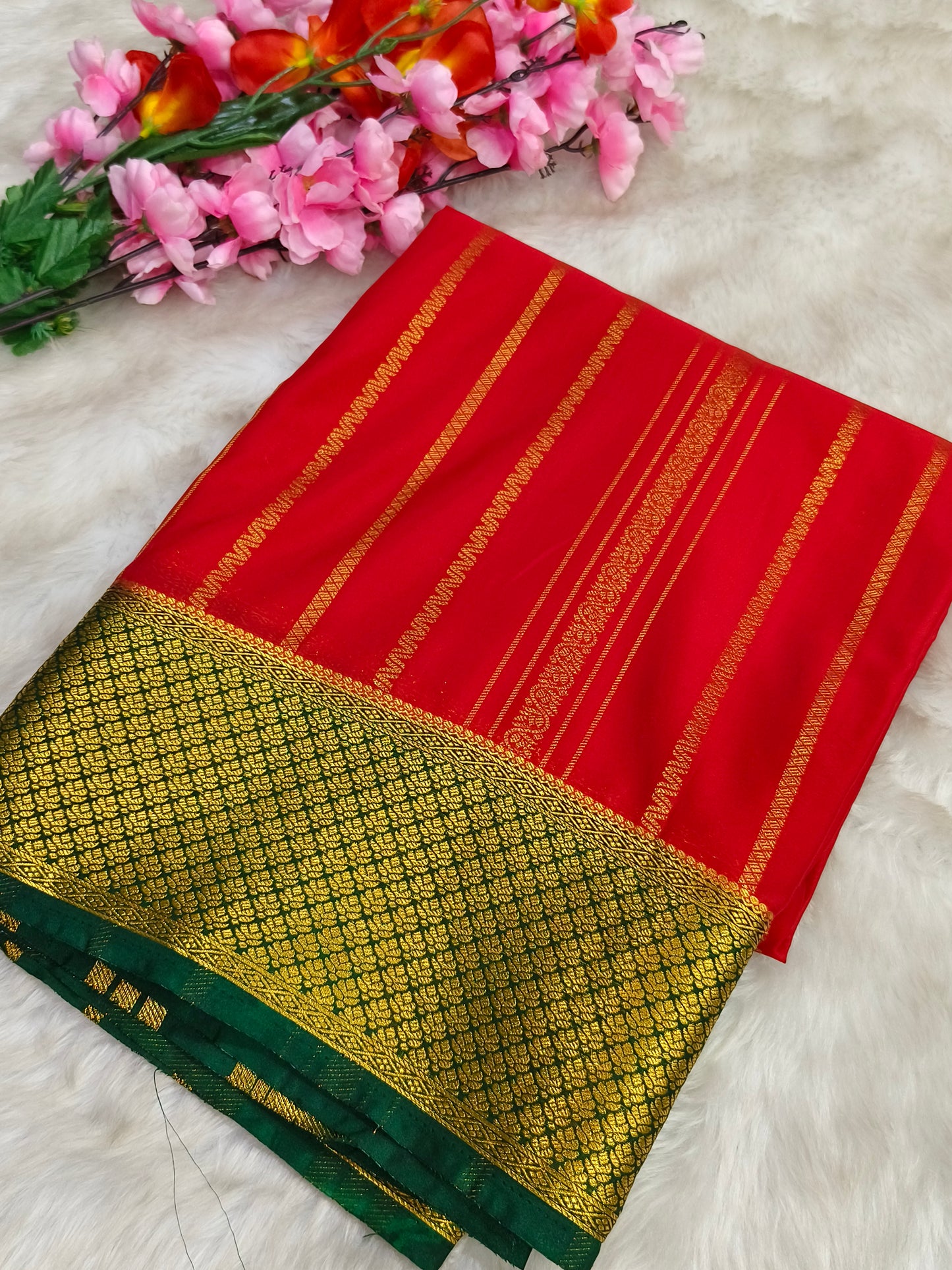 Red Georgette crepe silk saree