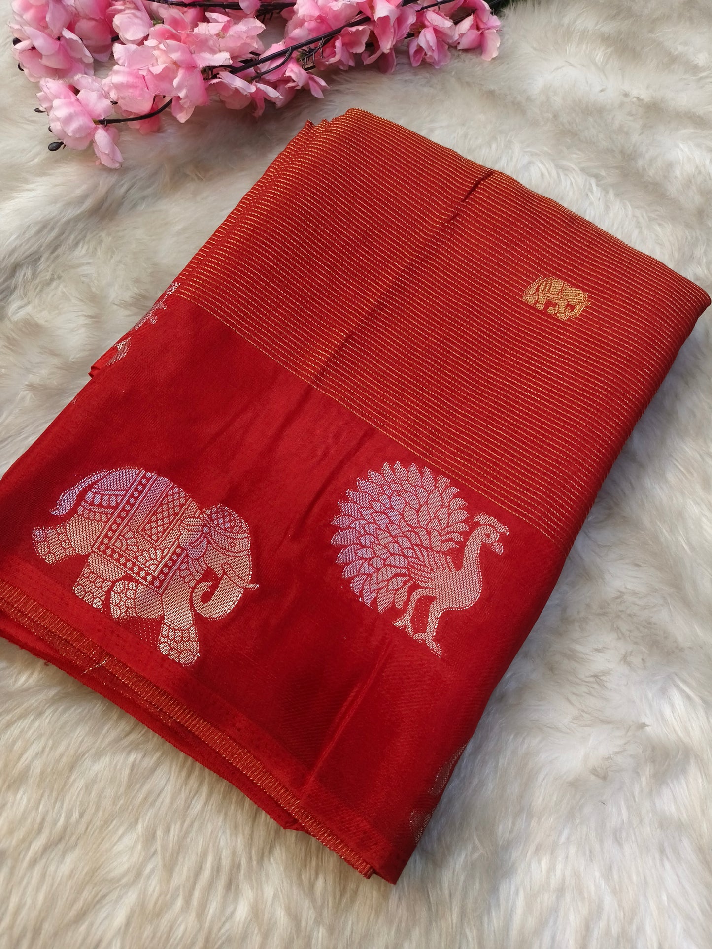 Rani pink Munga silk saree