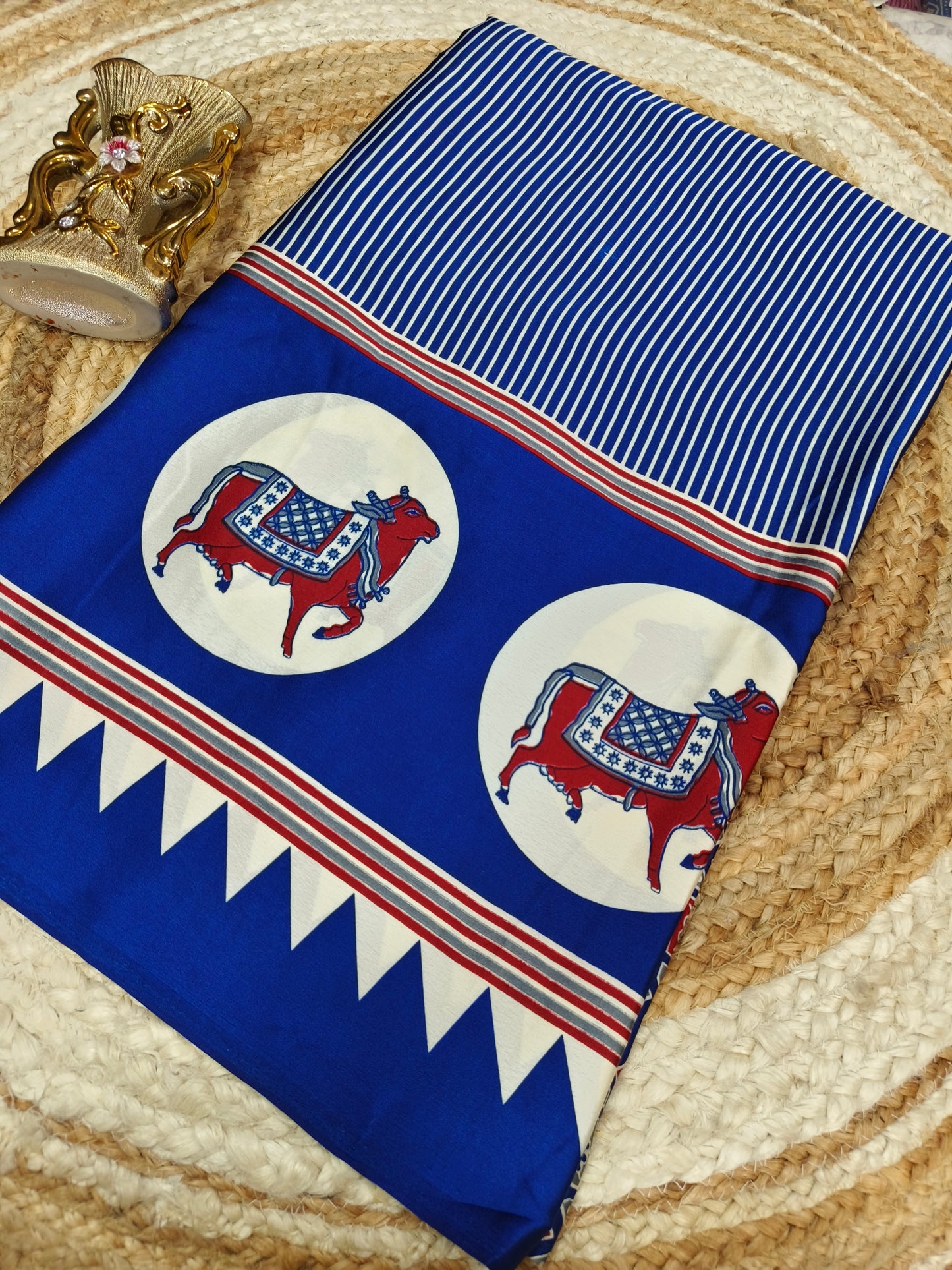 Pecock blue Modal silk saree