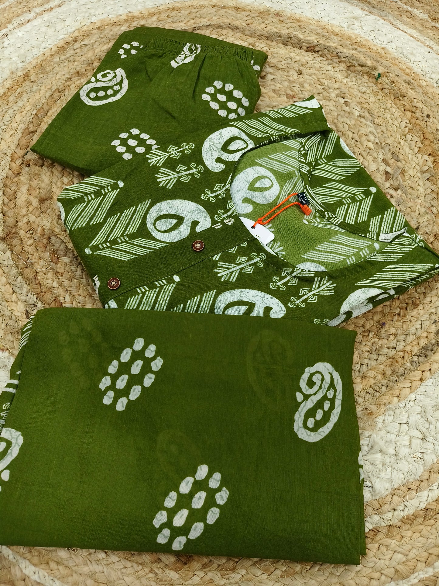 Green Cotton sets with duppatta