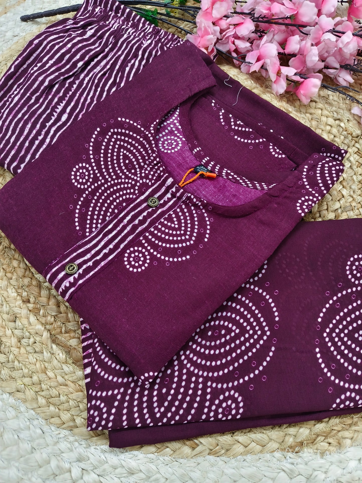 Wine Cotton sets with duppatta