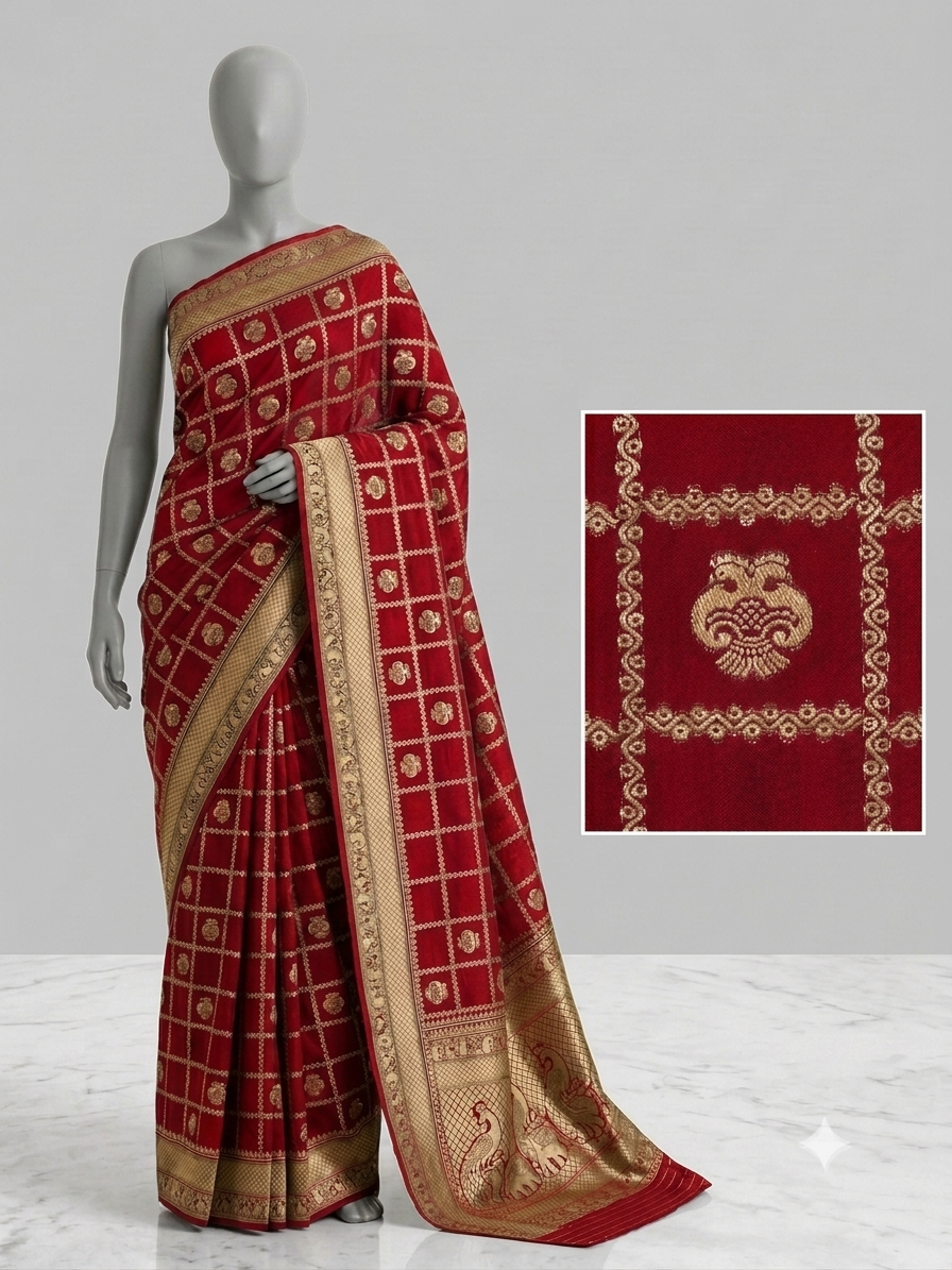 Rustic Orange Georgette silk saree