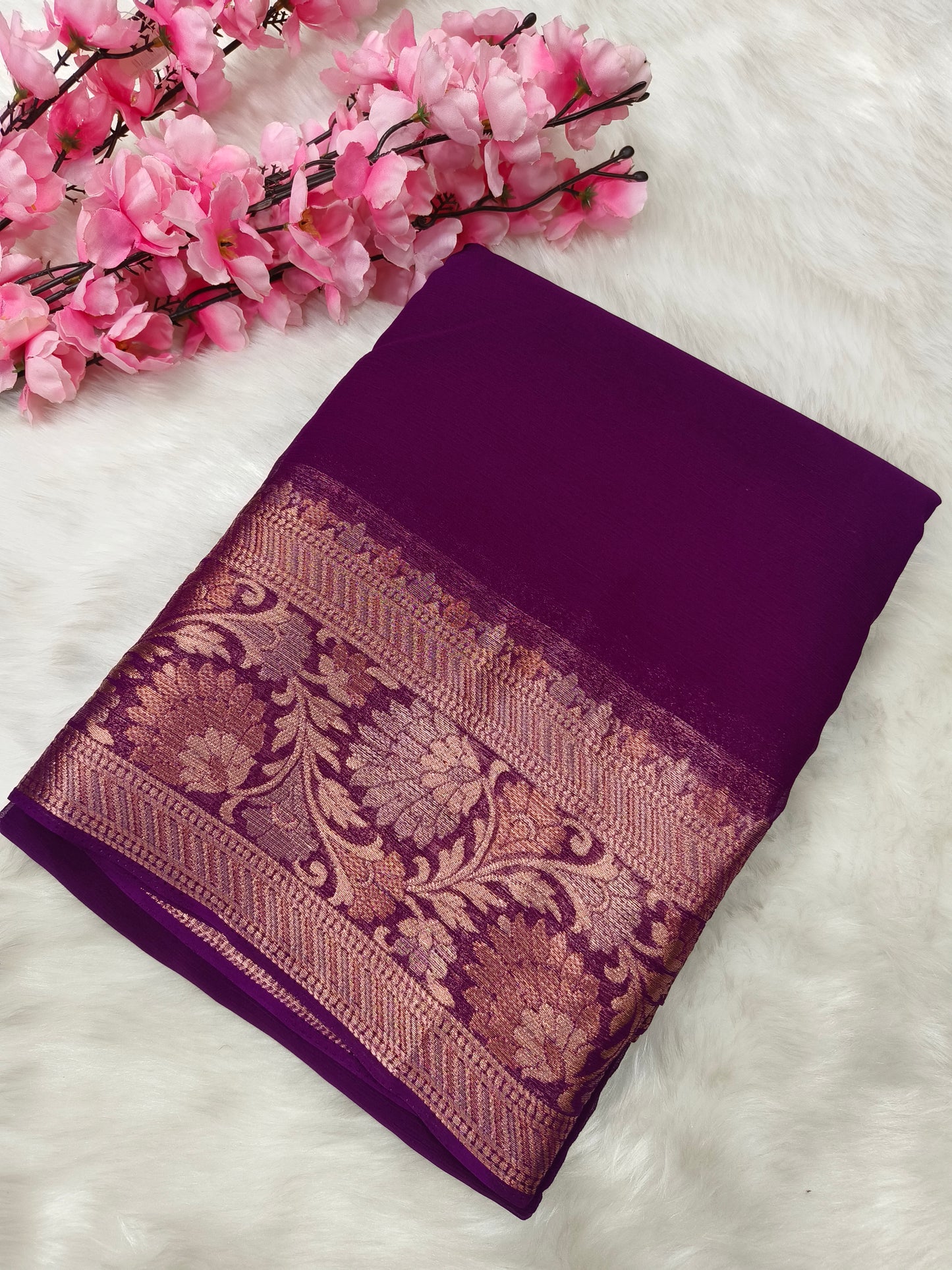 Wine Chiffon saree
