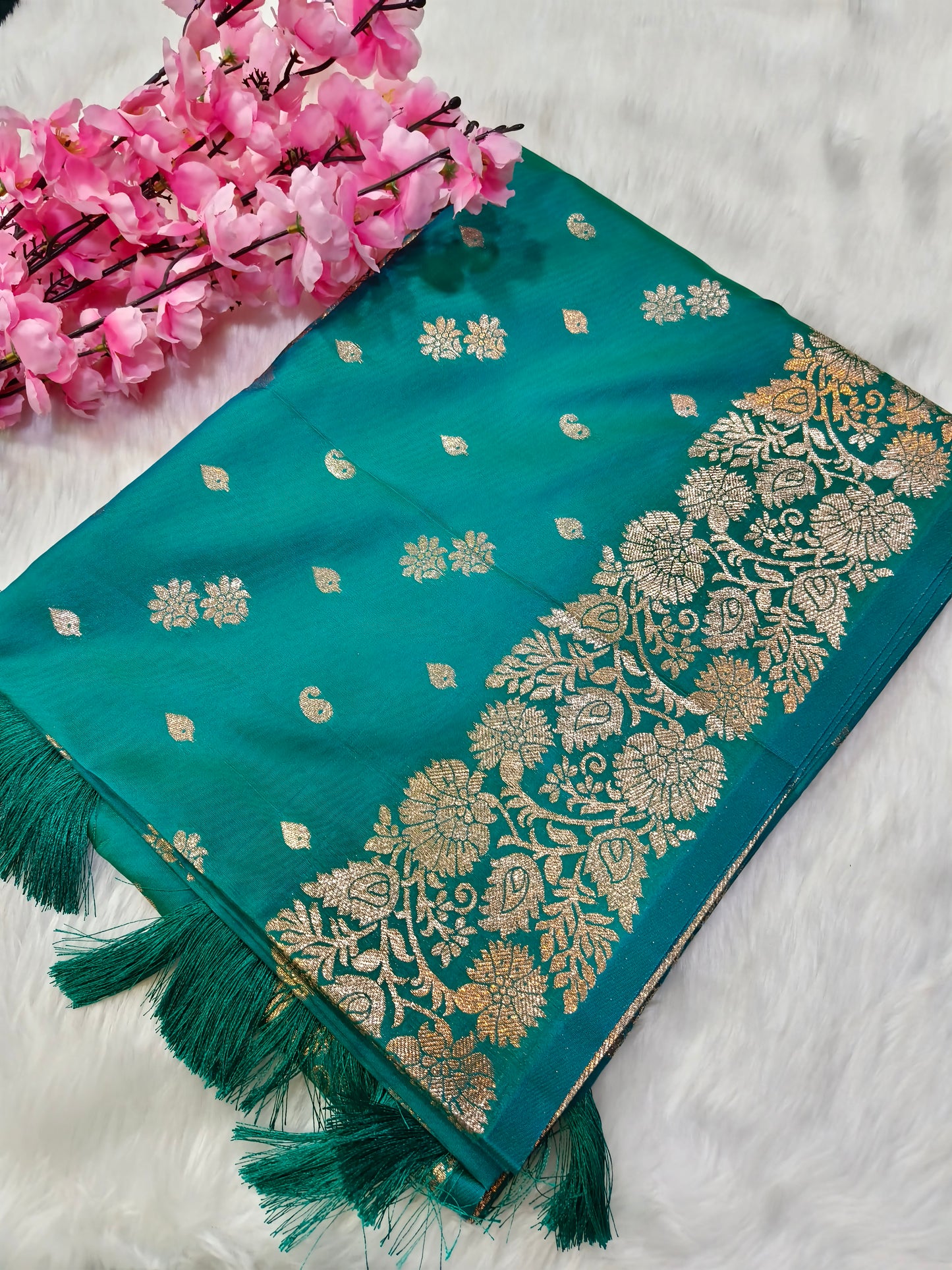 Sea Blue Soft mulberry silk saree