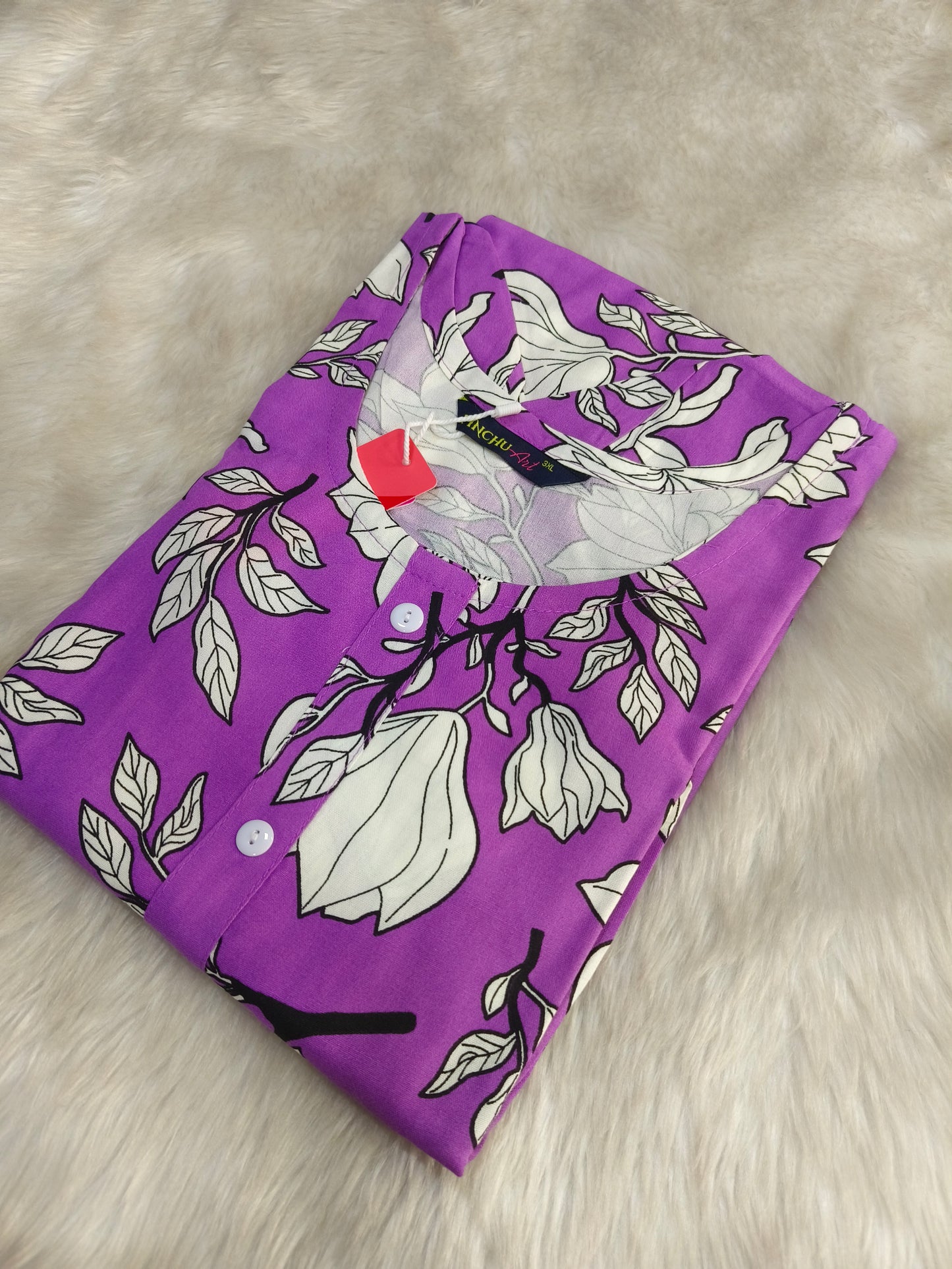 Purple Designer Rayon Kurti