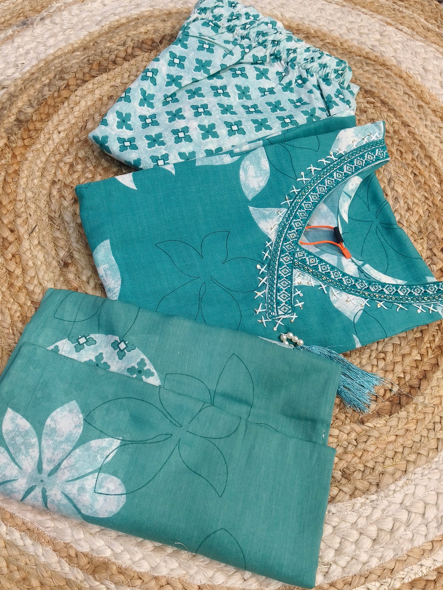 Rama Blue Cotton sets with duppata