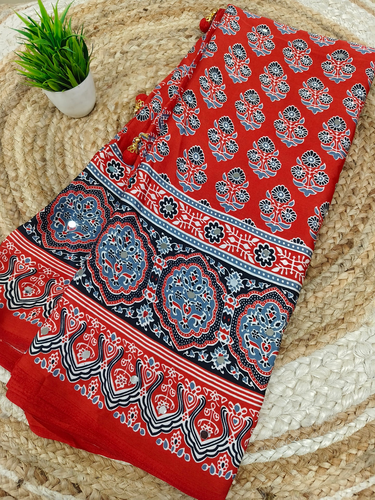 Red modal silk saree