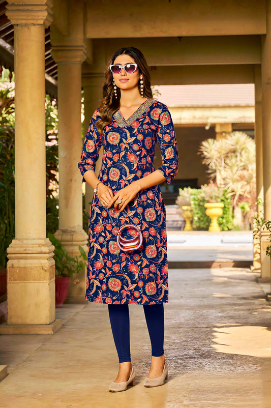 Navy Blue pure cotton kurta