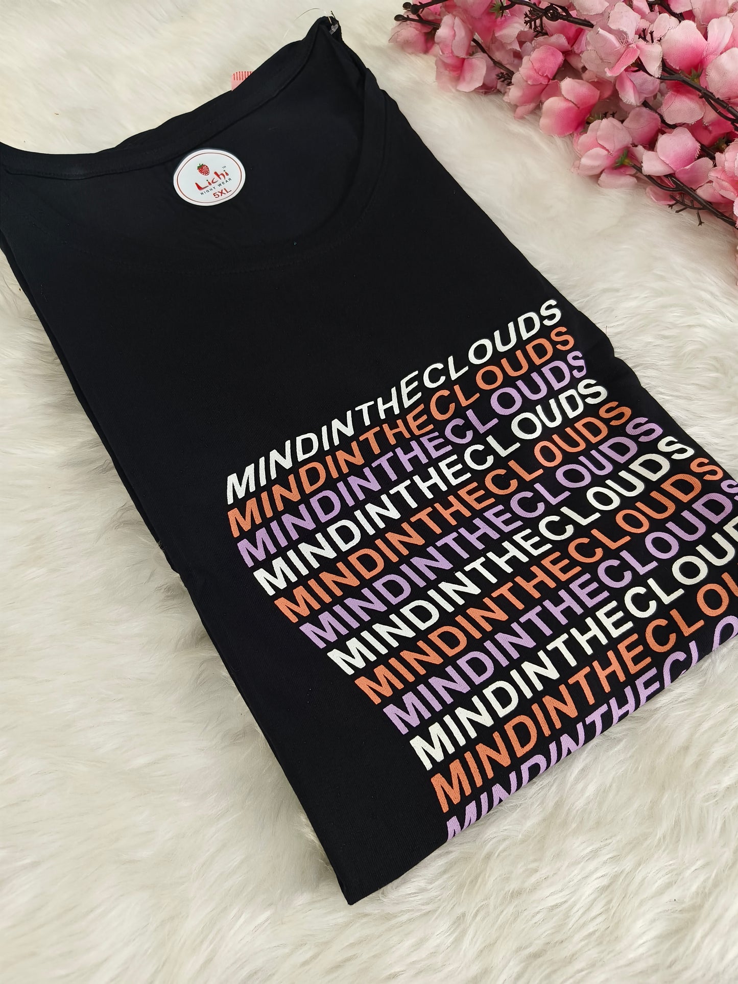 Black cotton T-shirt 5XL