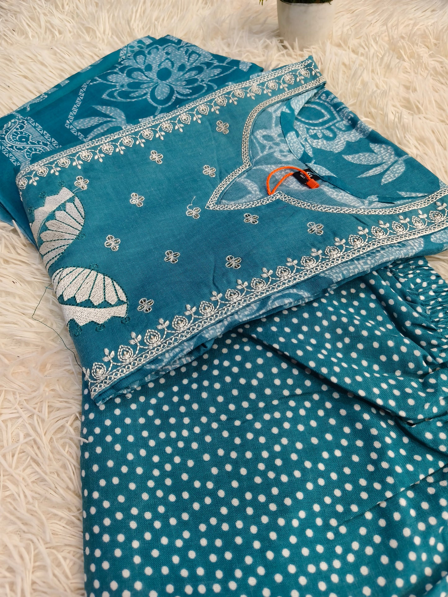 Blue cotton sets with duppata