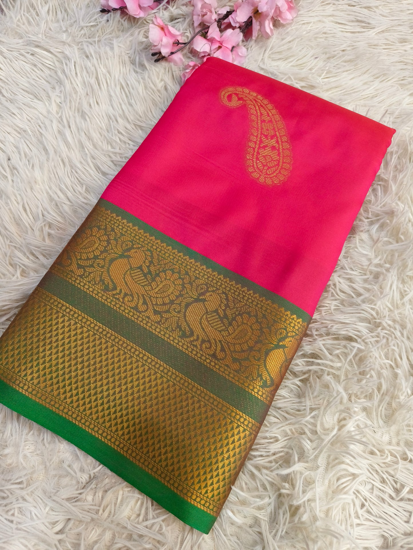 Pink Soft semi silk saree