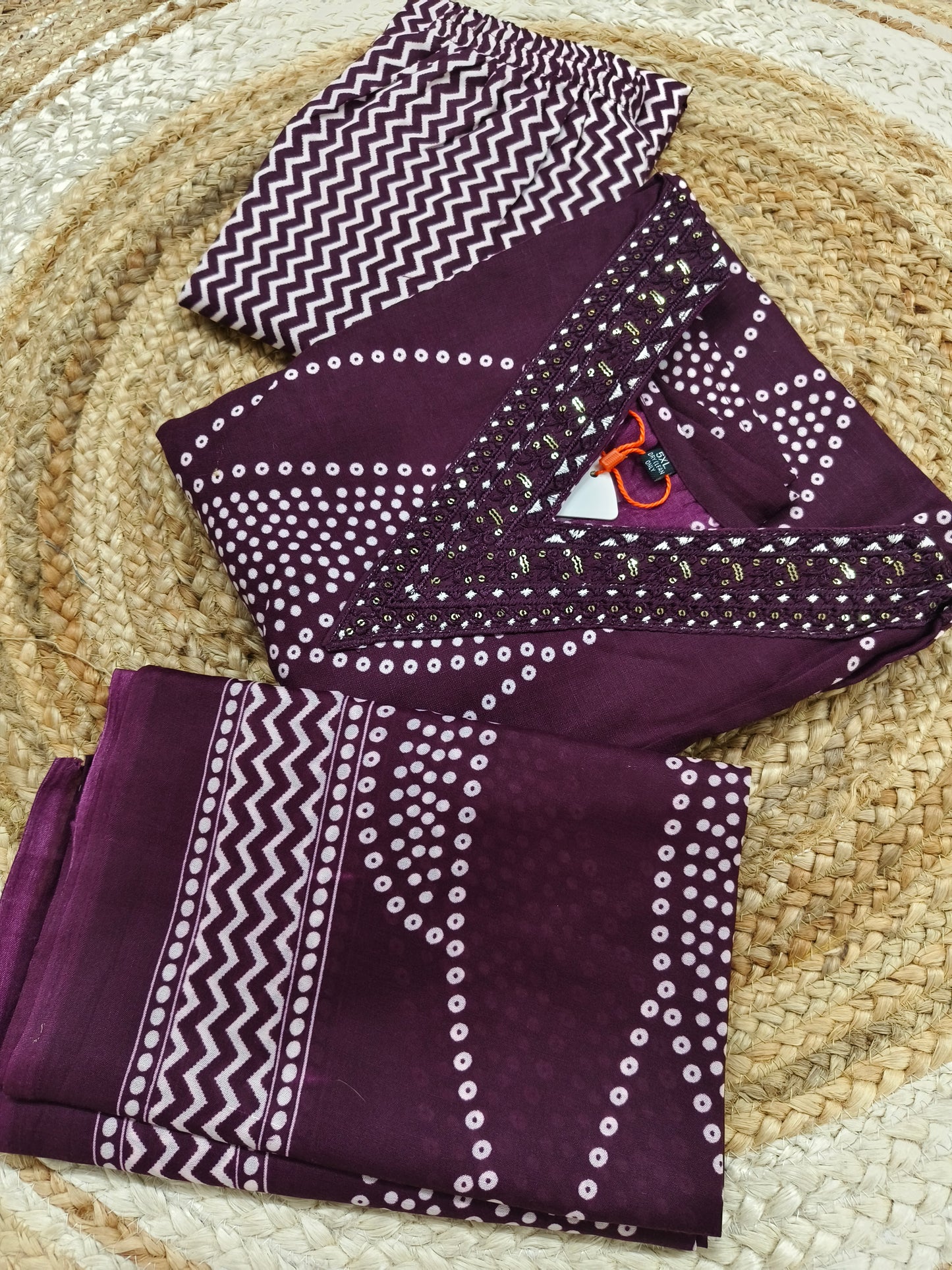 Wine Cotton sets with duppatta