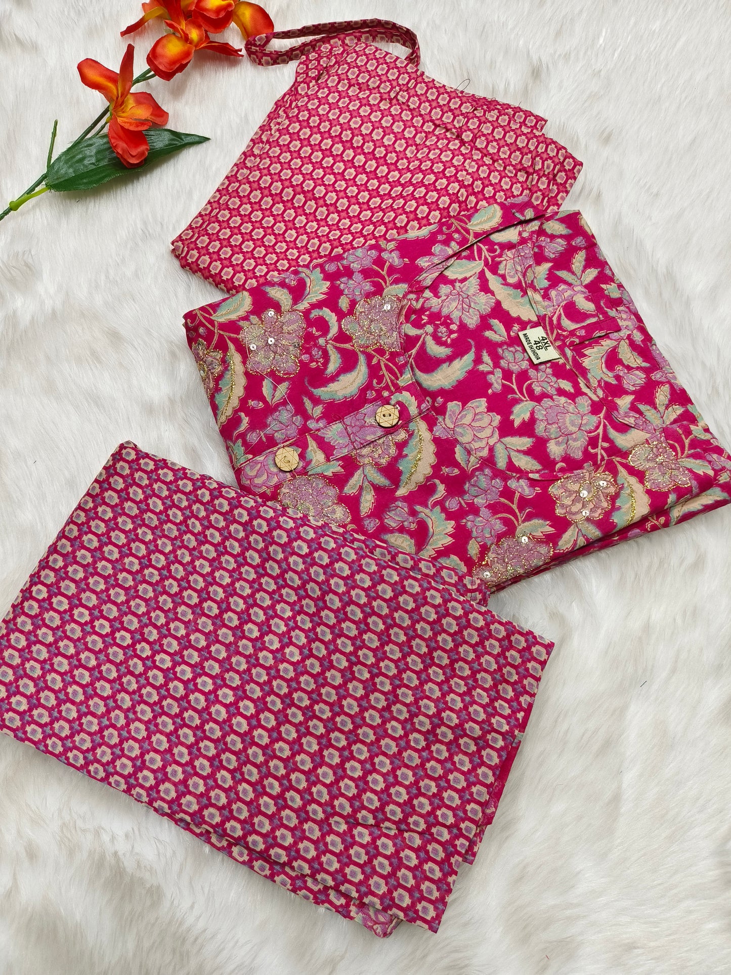 Pink premium cotton suit