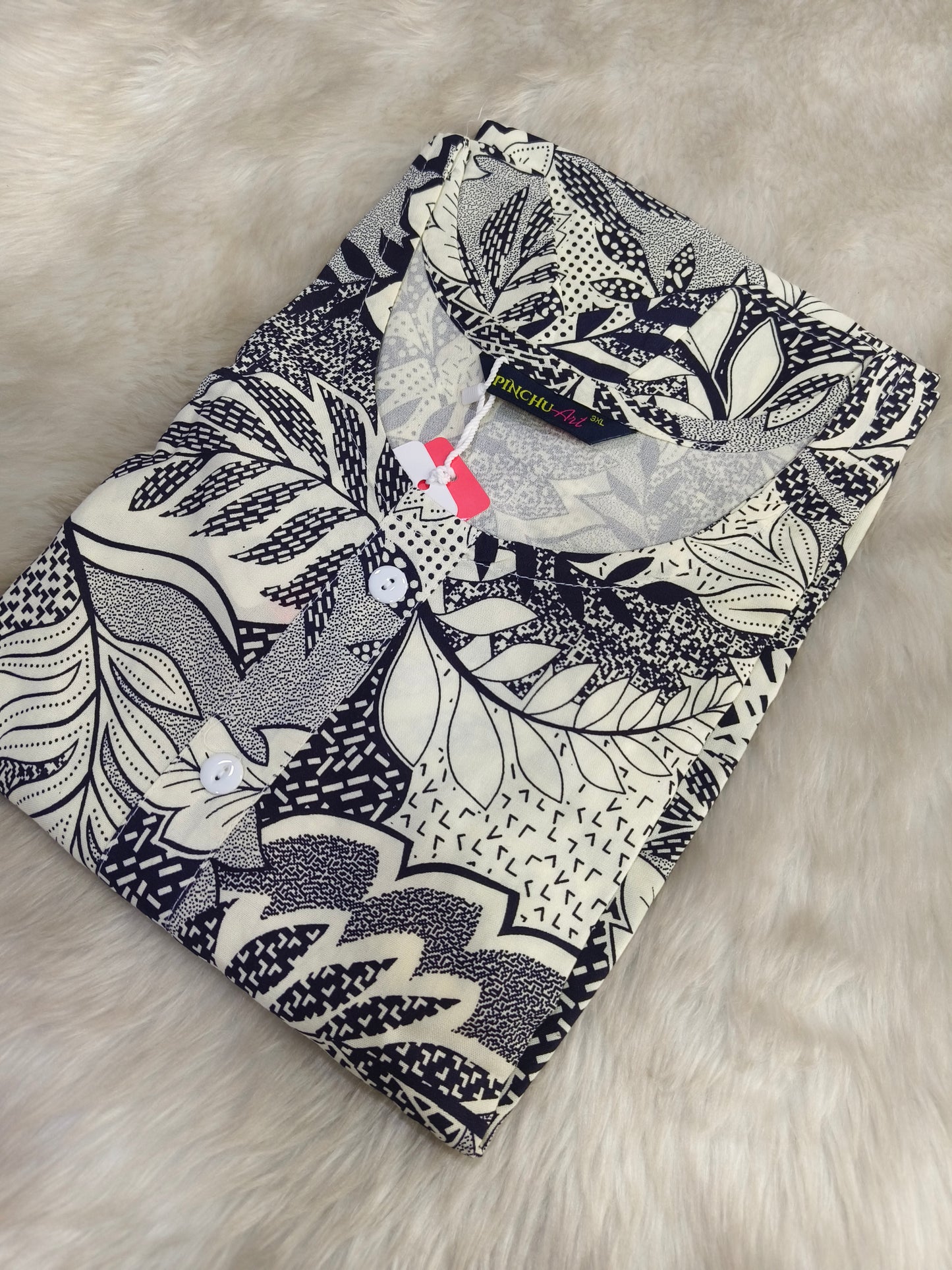 White with black Designer Rayon Kurti