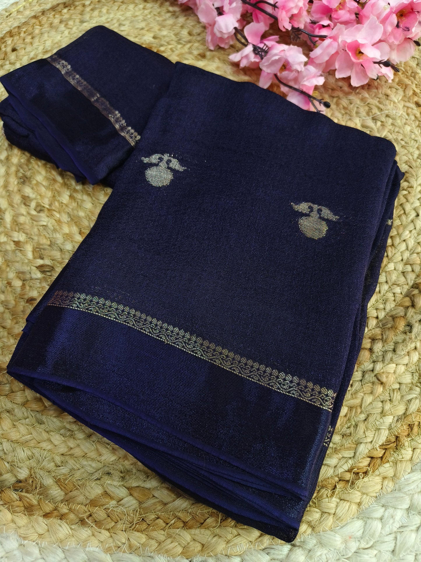 Neavy blue Viscose silk saree