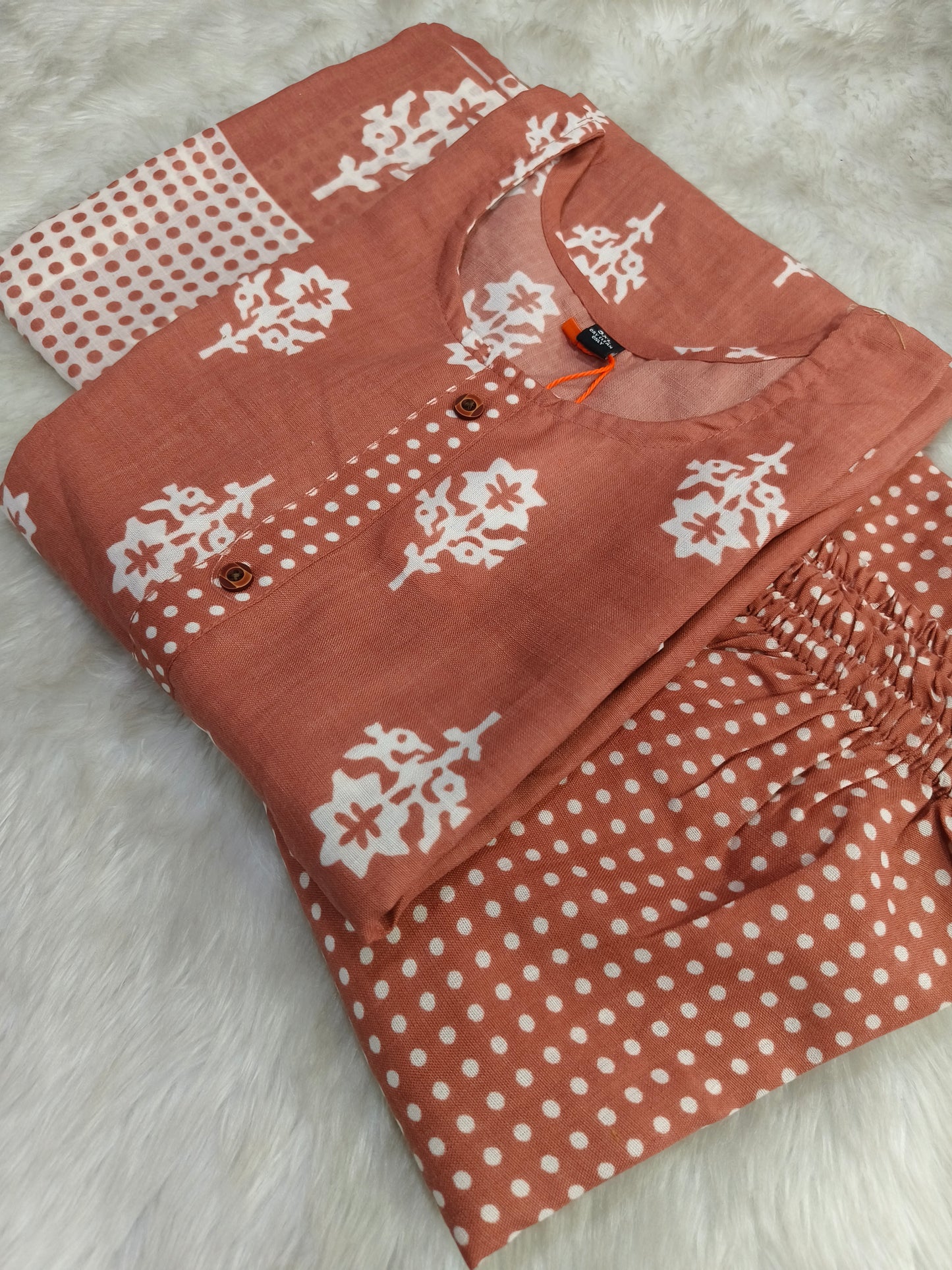 Peach Cotton sets with duppata