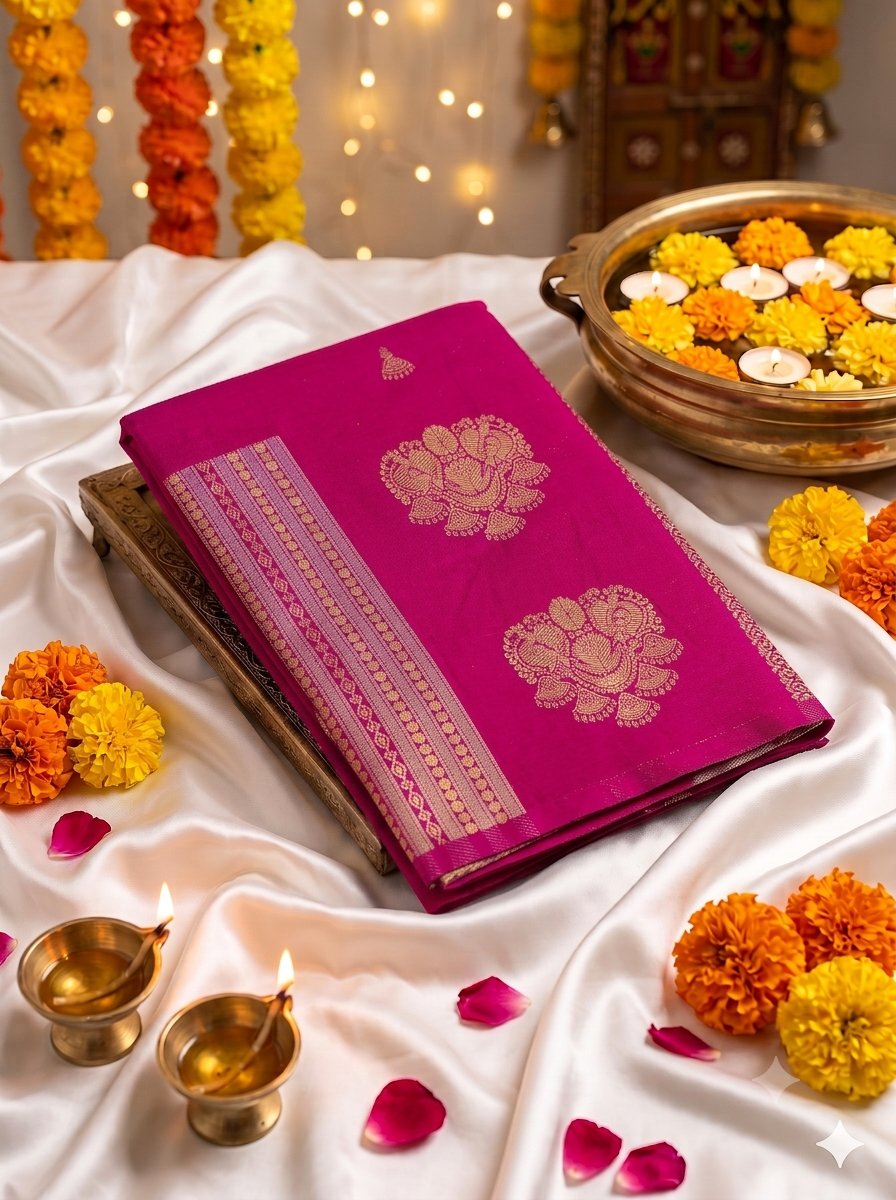 Rani Pink Georgette silk saree