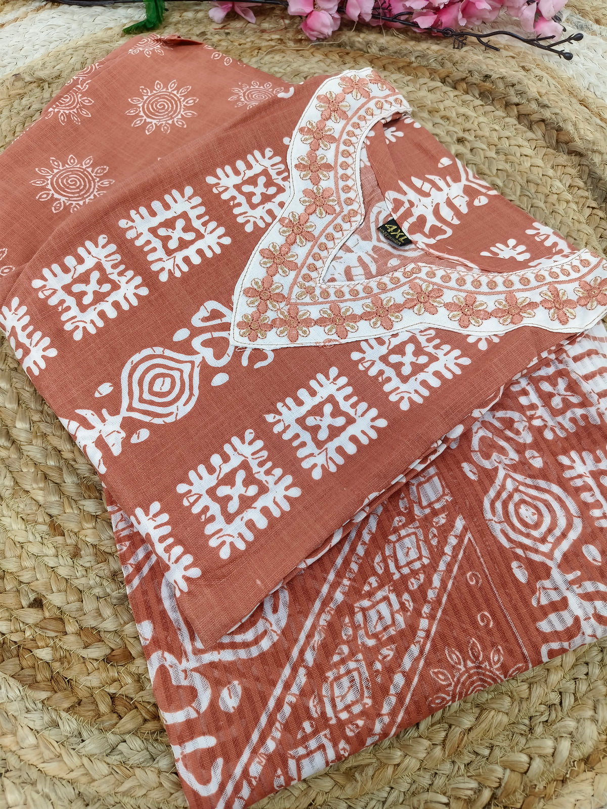 Orange Cotton sets with duppatta