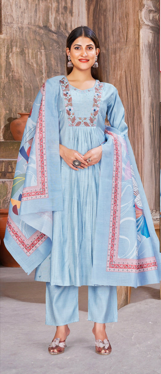 Light Blue Elegant Aline designer suits