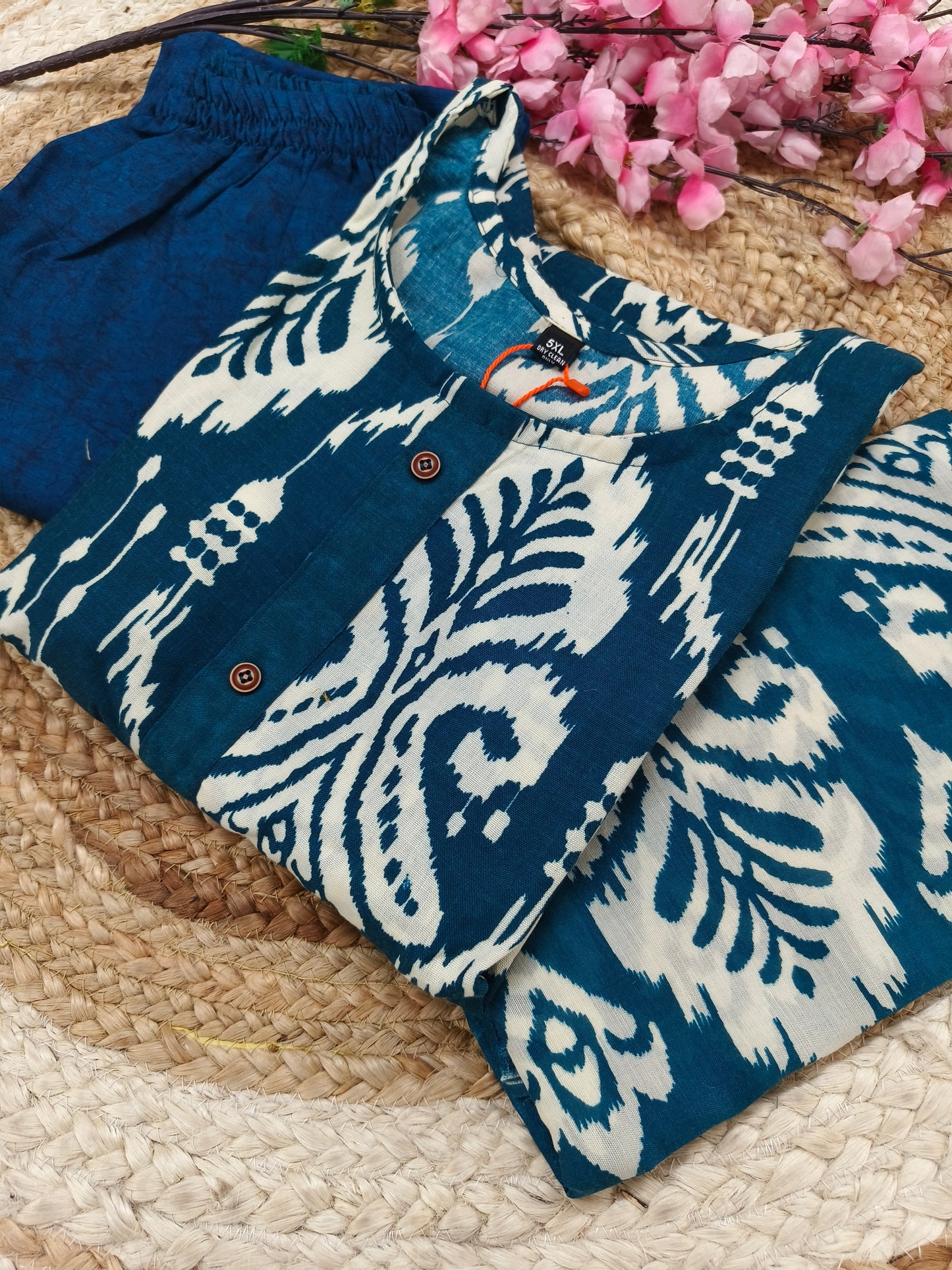Peacock blue Cotton sets with duppatta