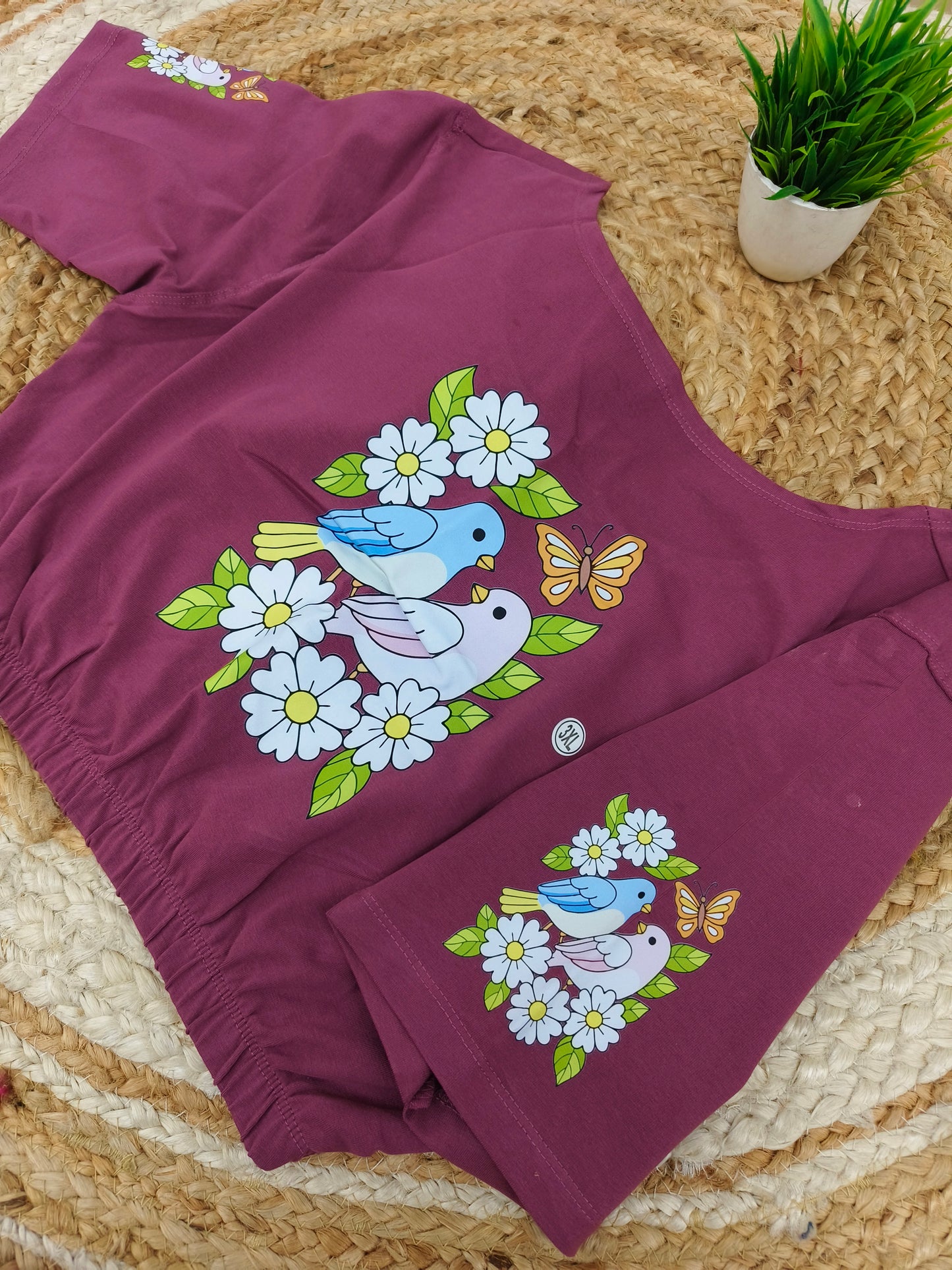 Wine Stretchable blouse with unique printed design