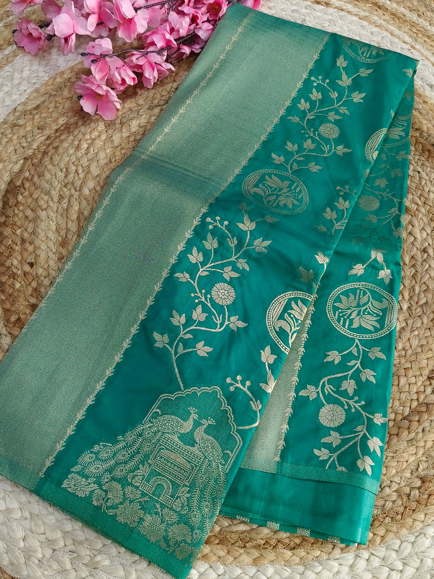 Rama Blue Viscose silk saree