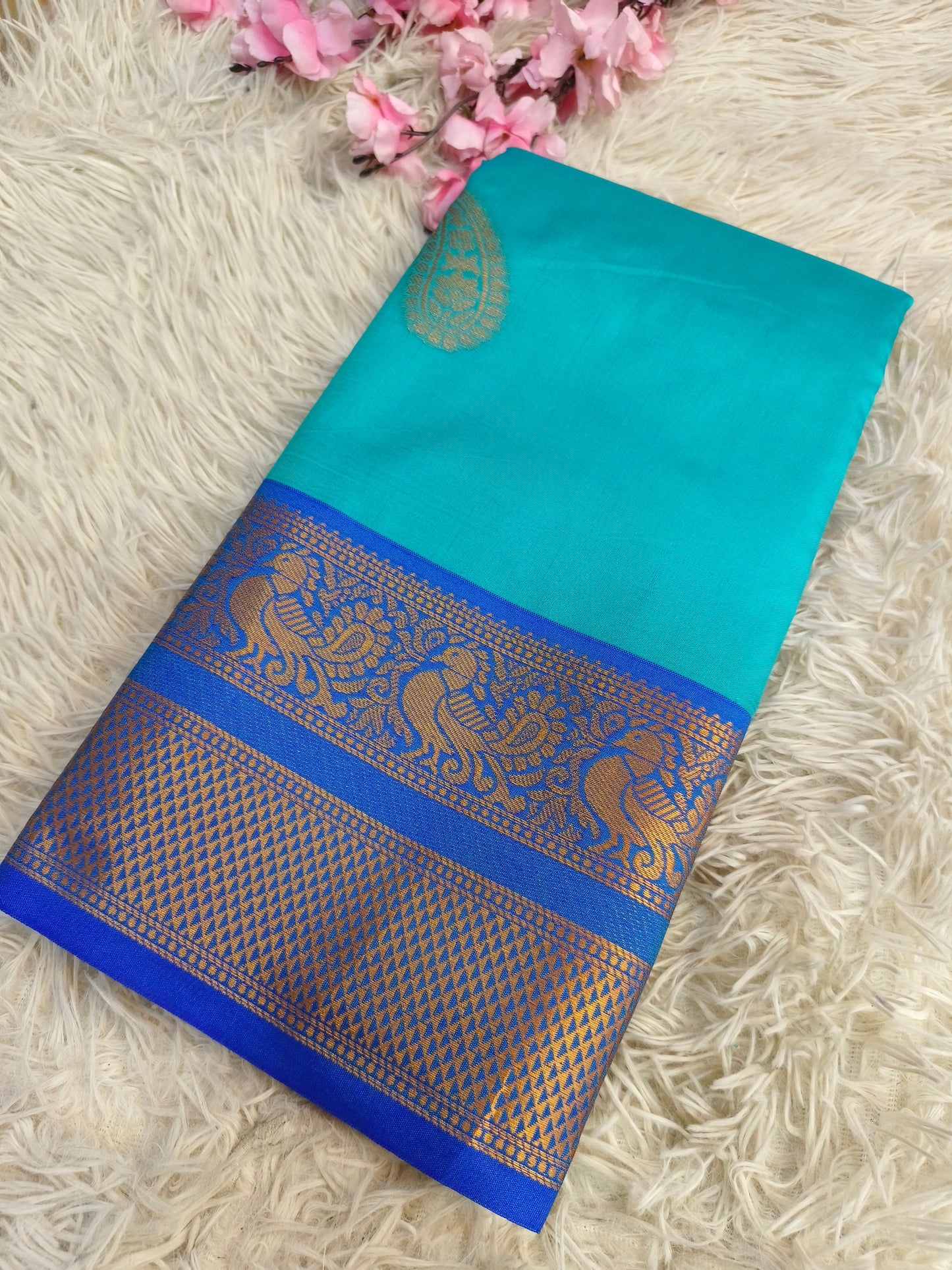 Blue Soft semi silk saree