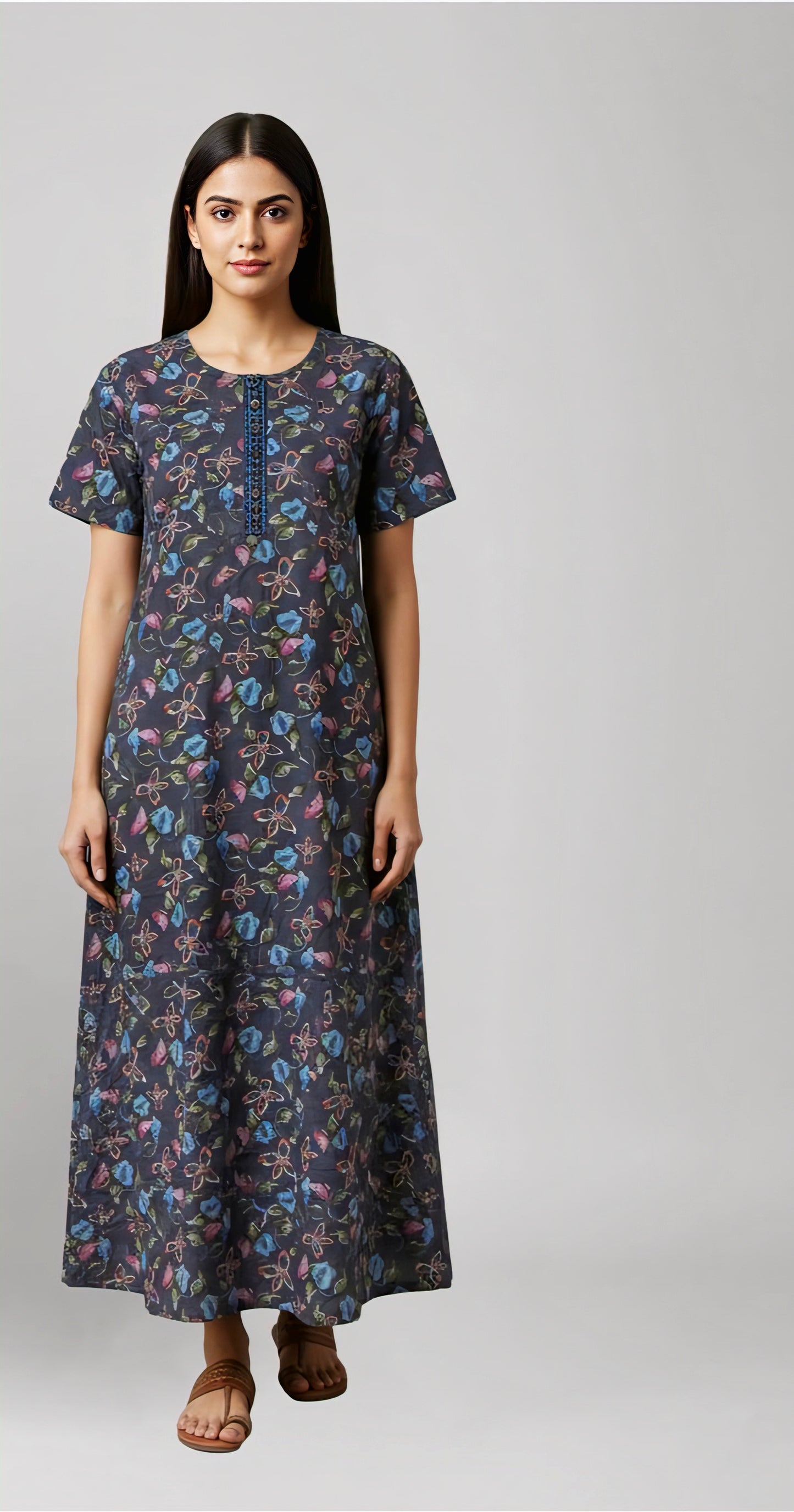 Dark Grey Pure cotton Nighty