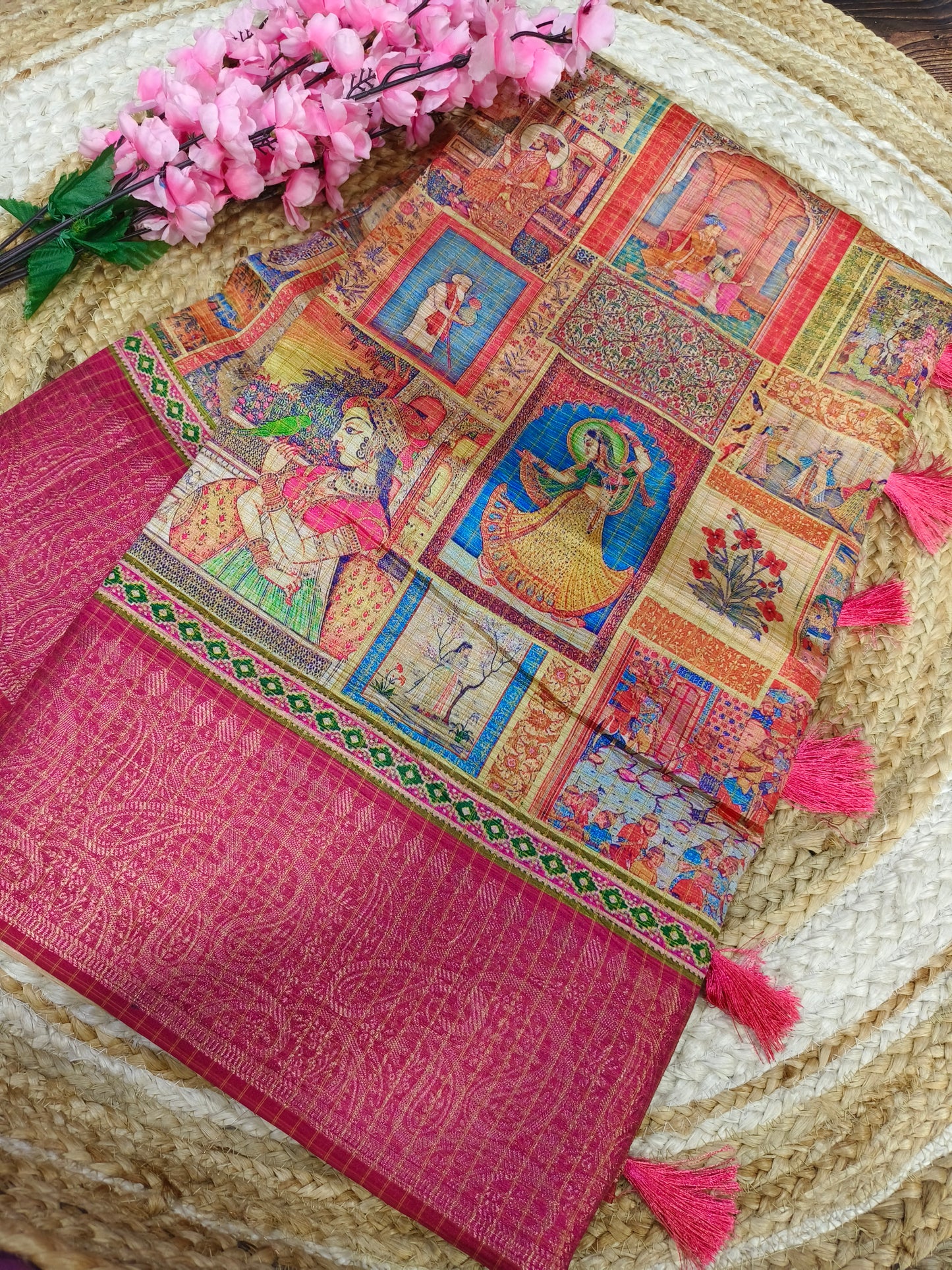 Pink heritage silk saree