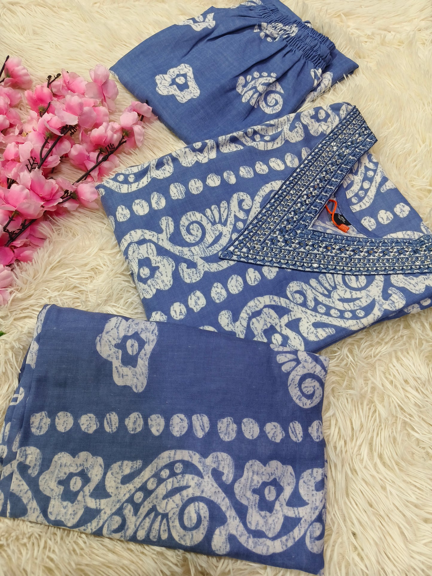 Light Levender Cotton sets with duppata