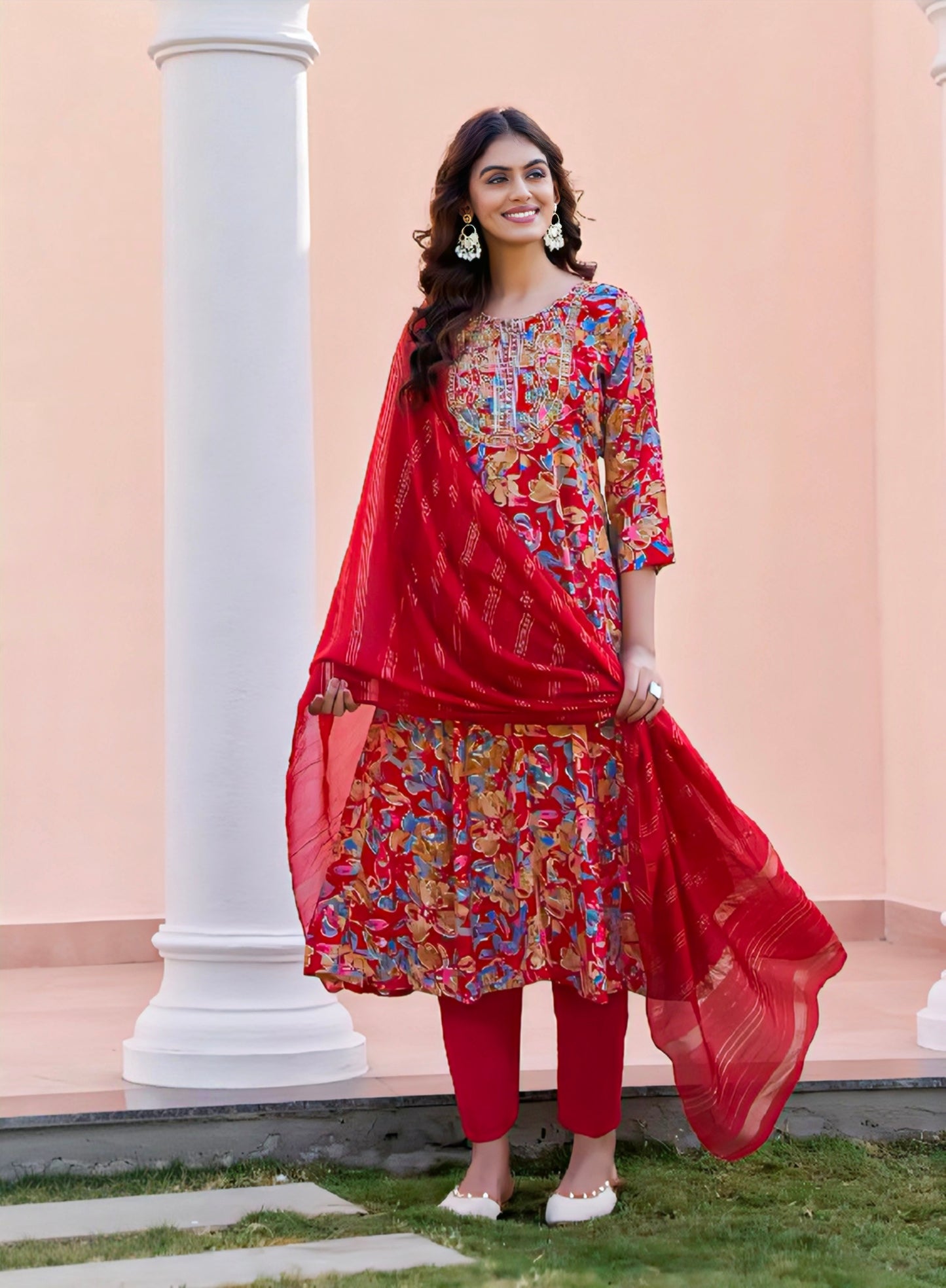 Red Elegant Aline designer suits