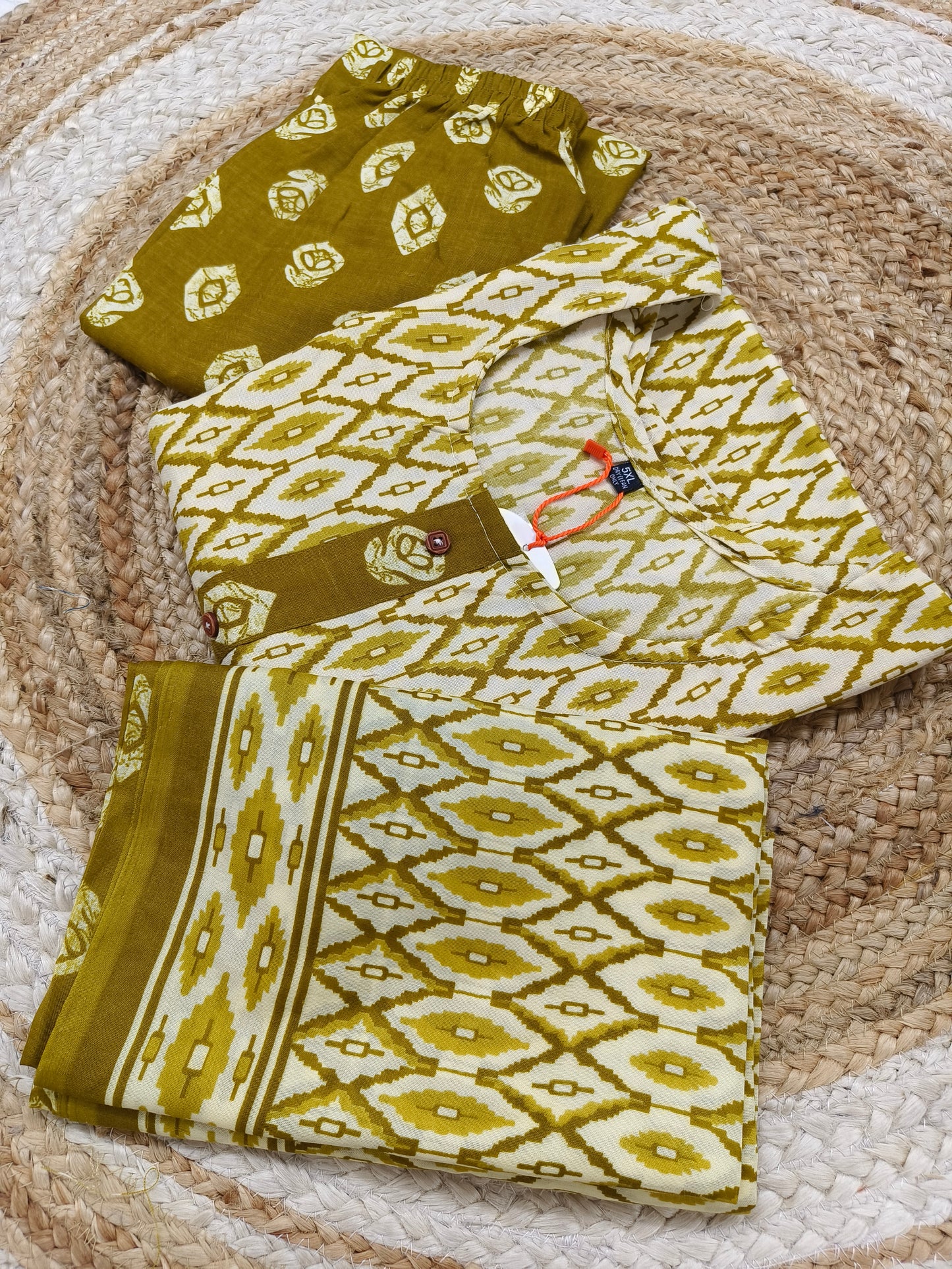 Green Cotton sets with duppatta