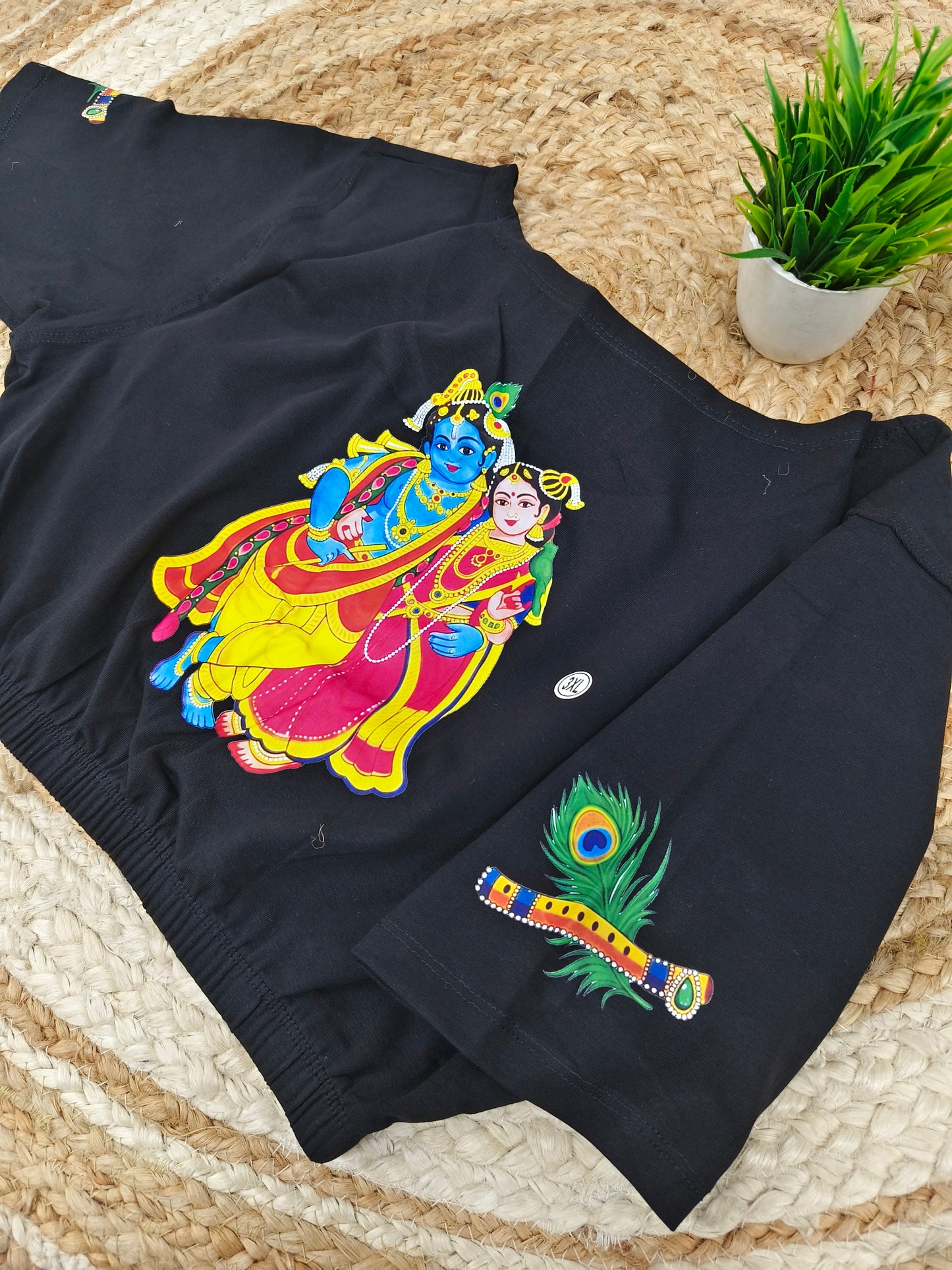 Black Stretchable blouse with unique printed design