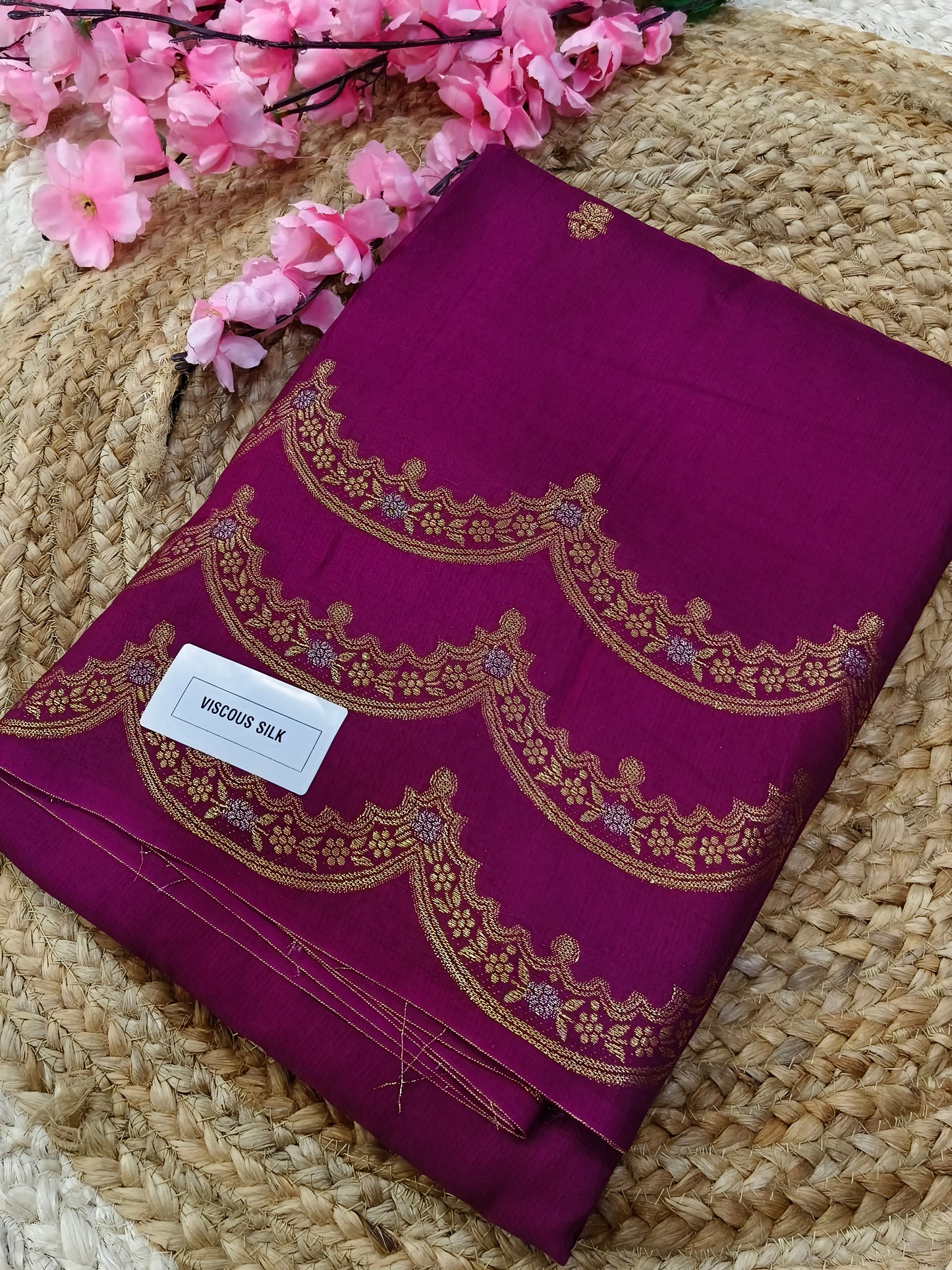 Wine viscous silk saree