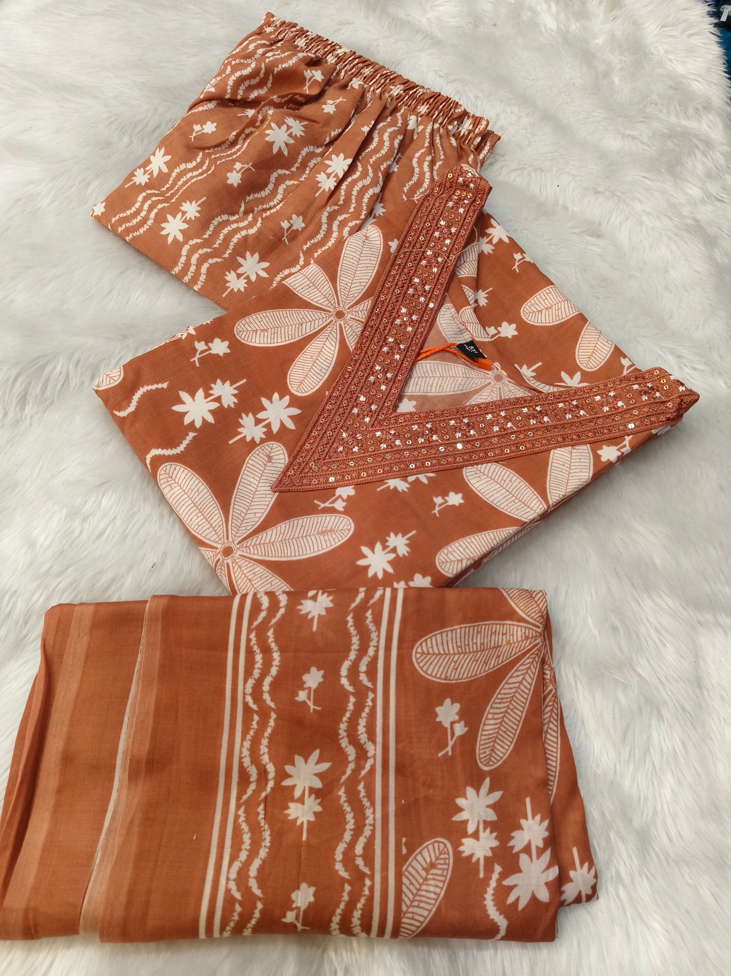 Orange Cotton sets with duppata