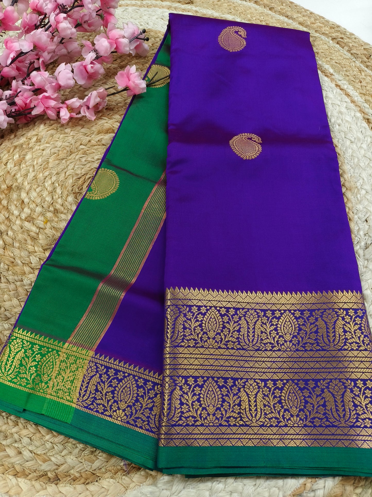 Purple Semi kanchi silk saree