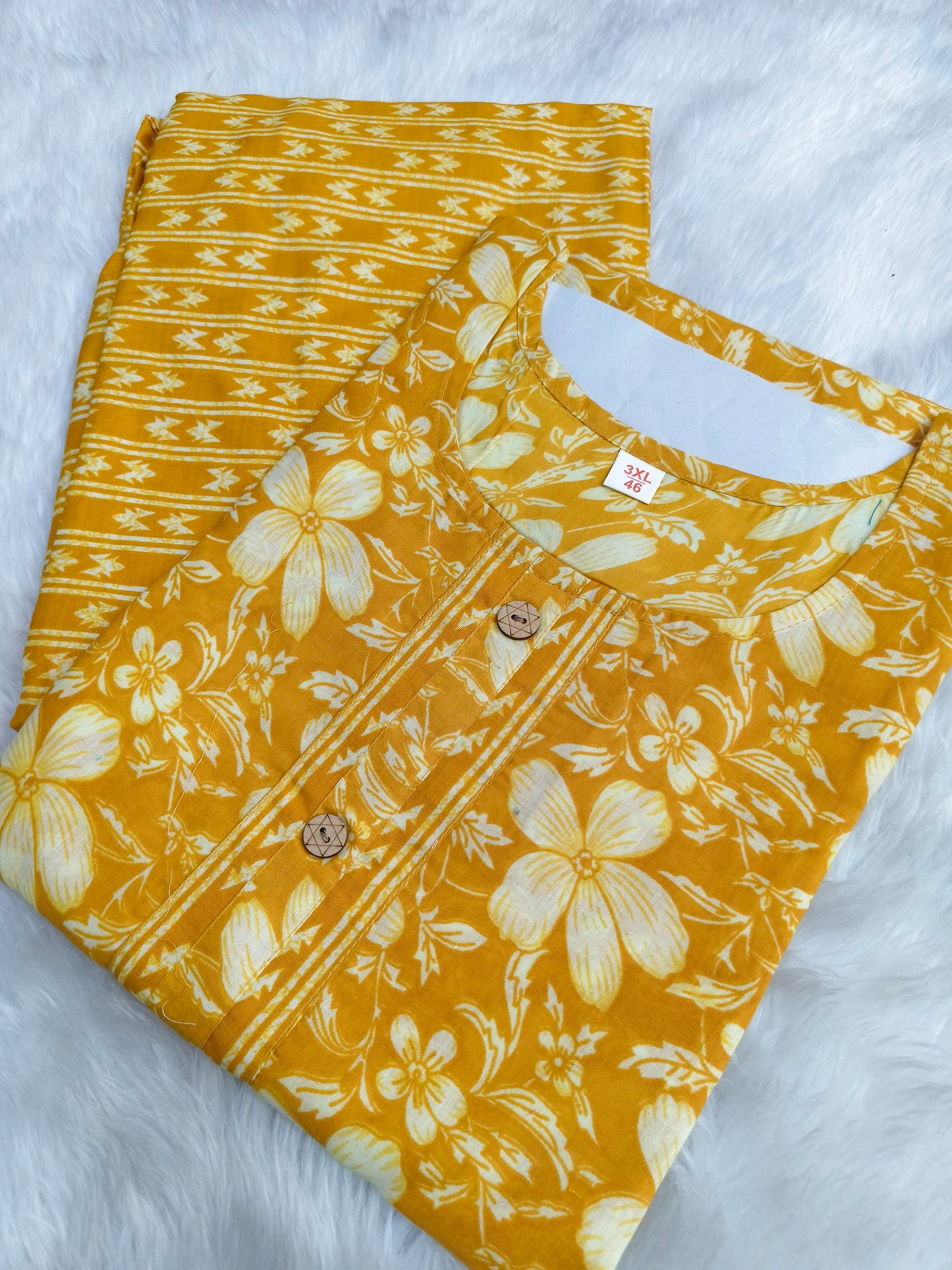Yellow two piece cotton suits