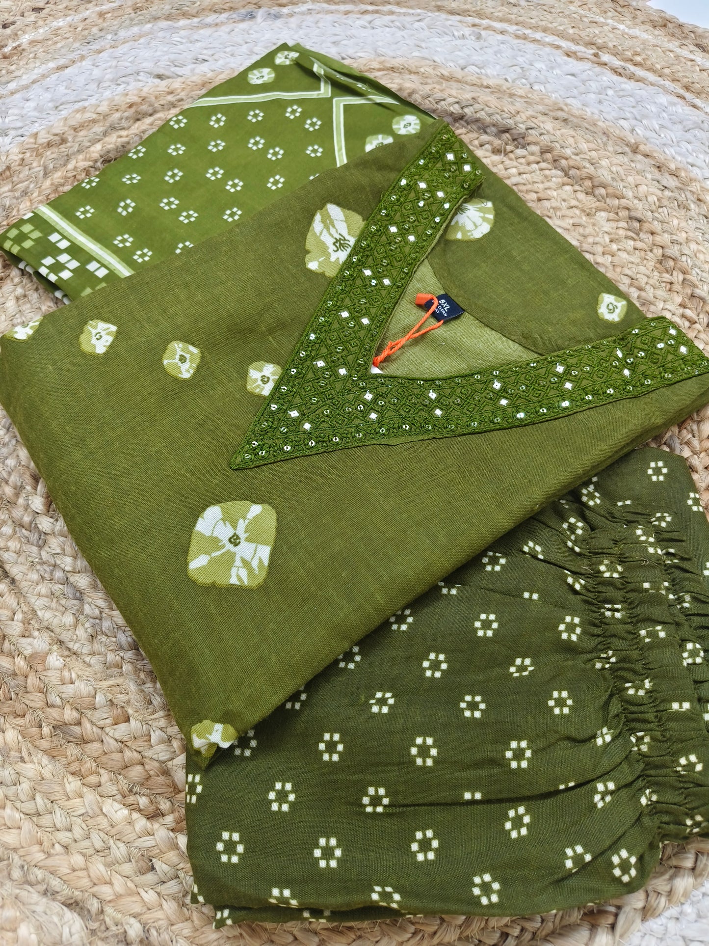 Green Cotton sets with duppatta