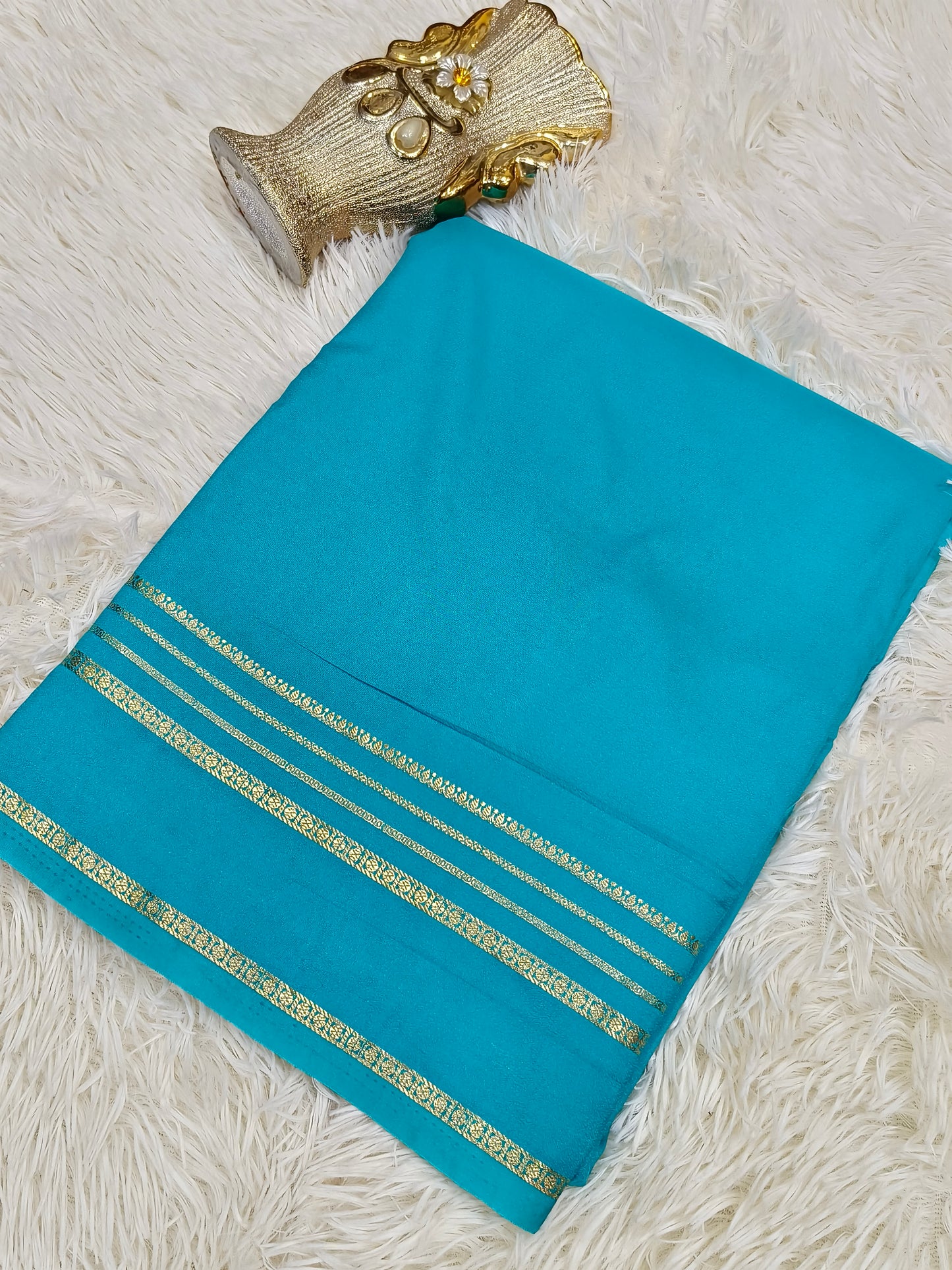 Aqua Blue crepe silk saree