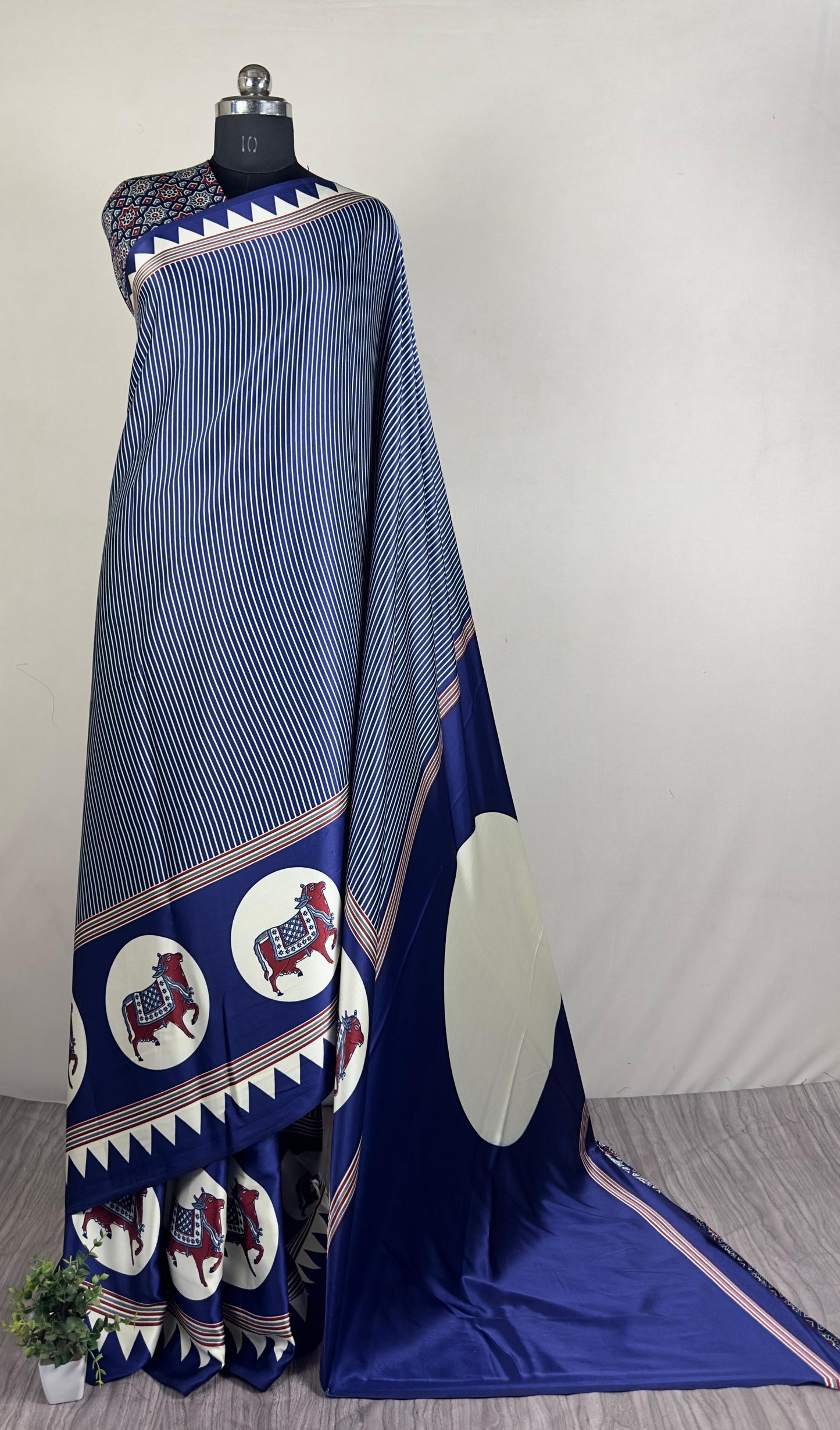 Pecock blue Modal silk saree
