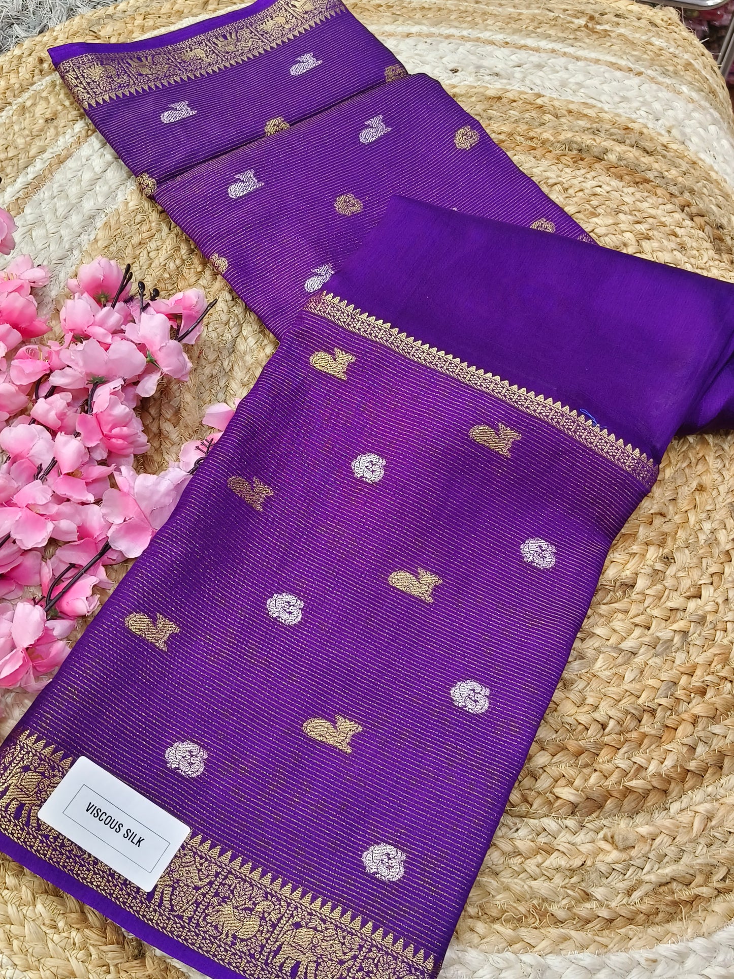 Purple viscous silk saree