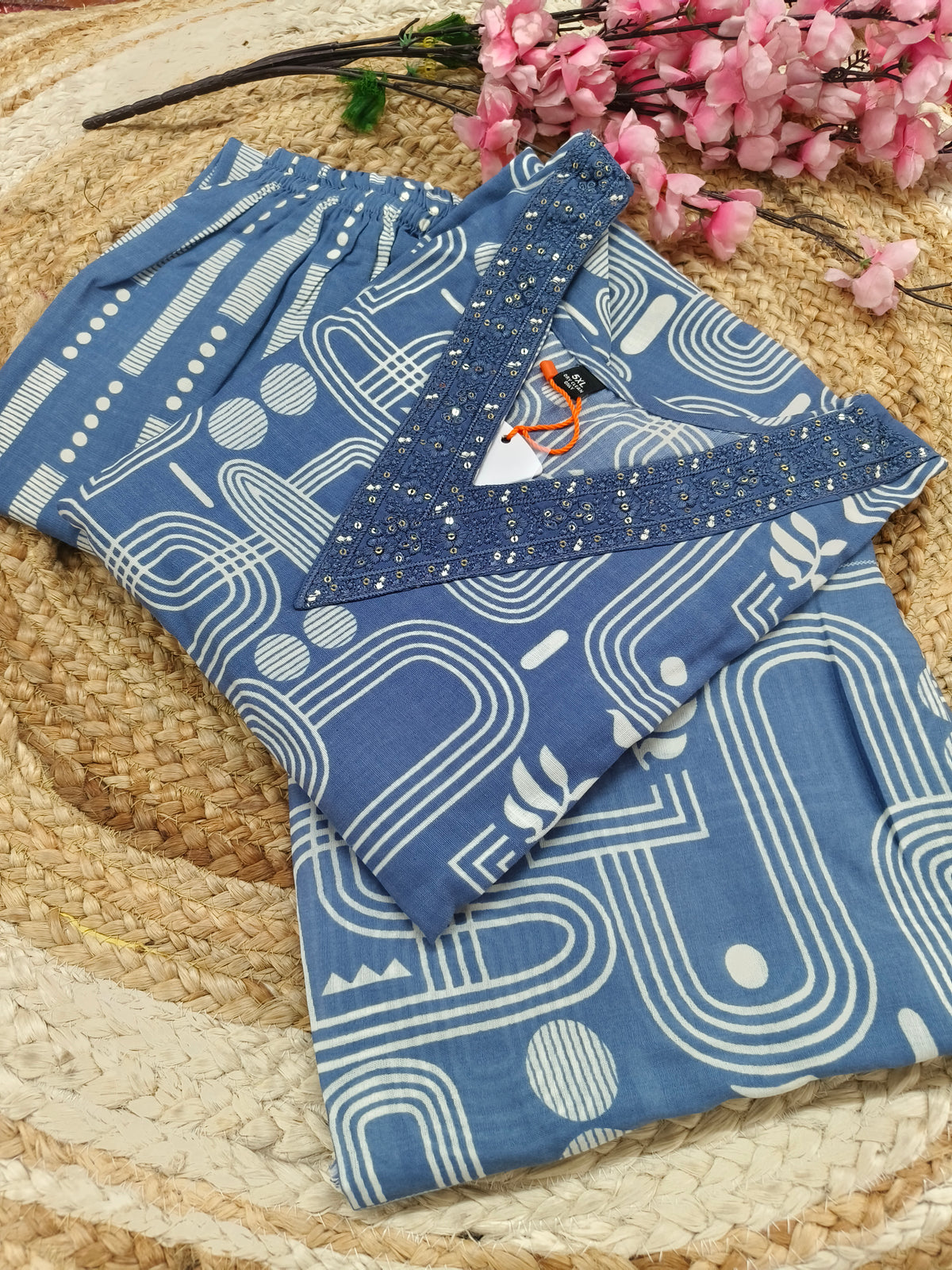 Blue Cotton sets with duppatta